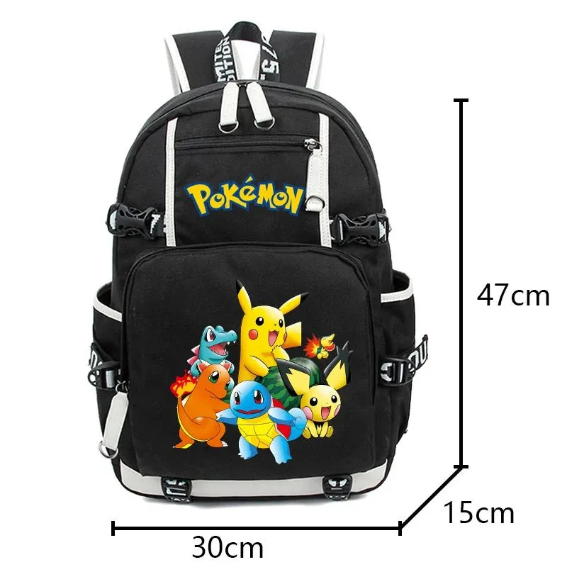 3-Piece Set Anime Pokémon Pikachu Uzumaki Backpack