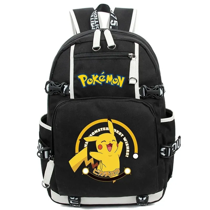 3-Piece Set Anime Pokémon Pikachu Uzumaki Backpack