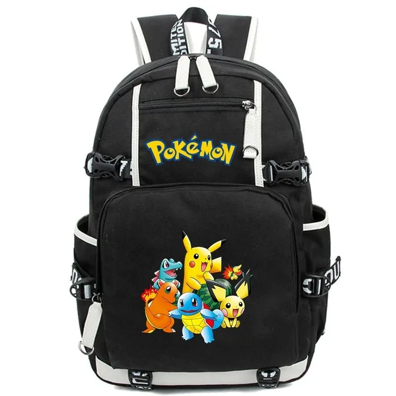 3-Piece Set Anime Pokémon Pikachu Uzumaki Backpack