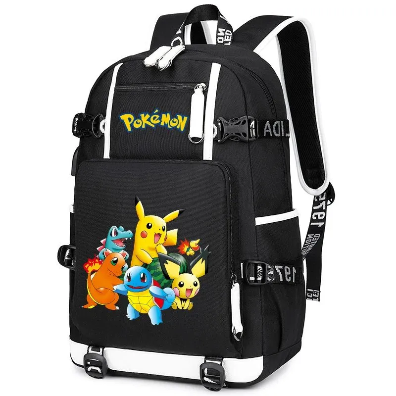 3-Piece Set Anime Pokémon Pikachu Uzumaki Backpack