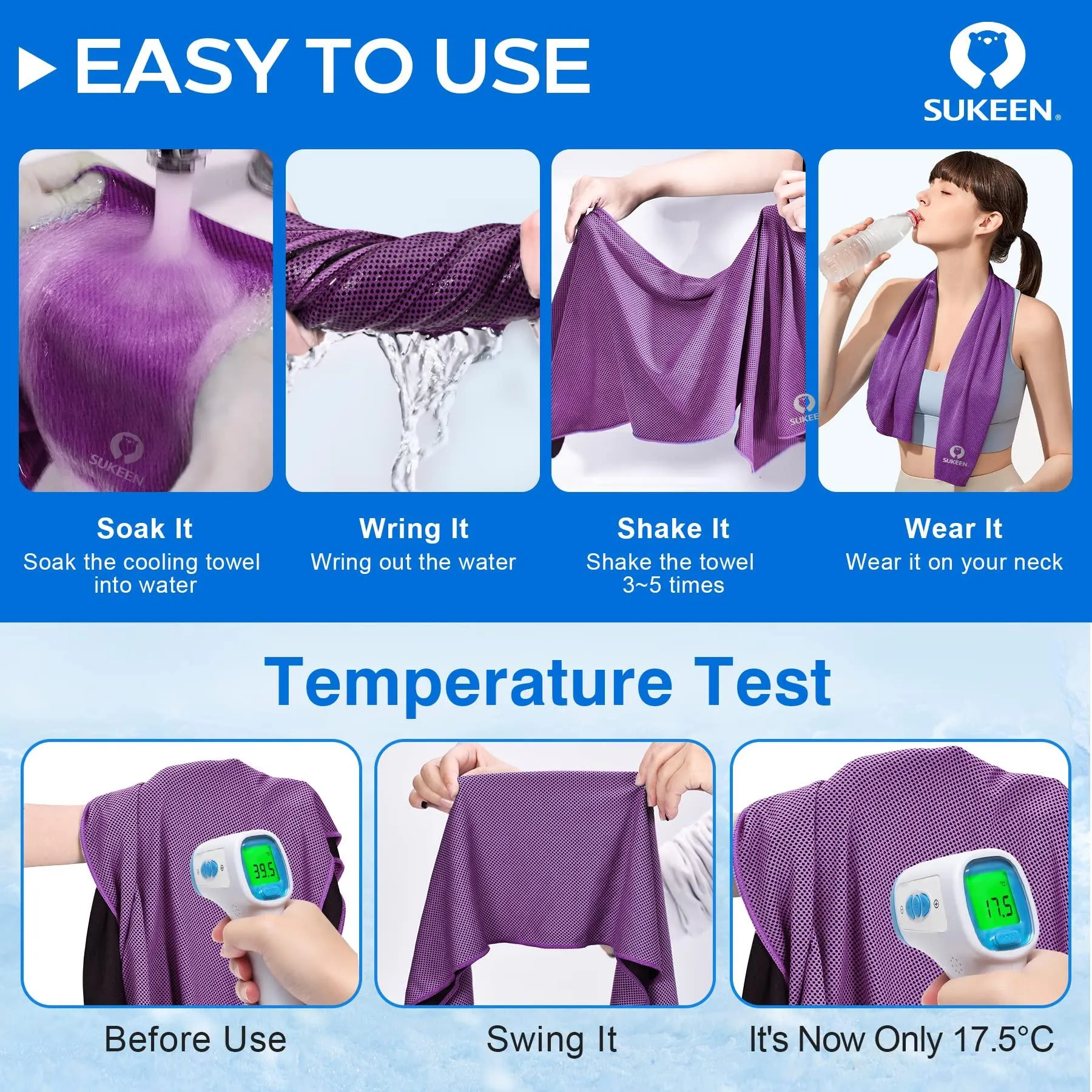 4 Pack Cooling Towel Soft Breathable Chilly Microfiber