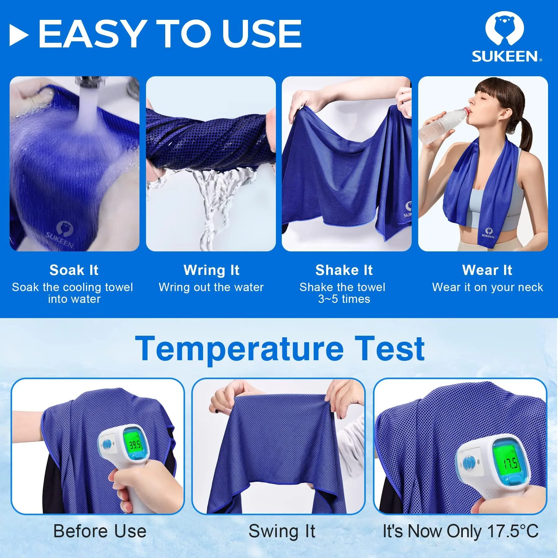 4 Pack Cooling Towel Soft Breathable Chilly Microfiber