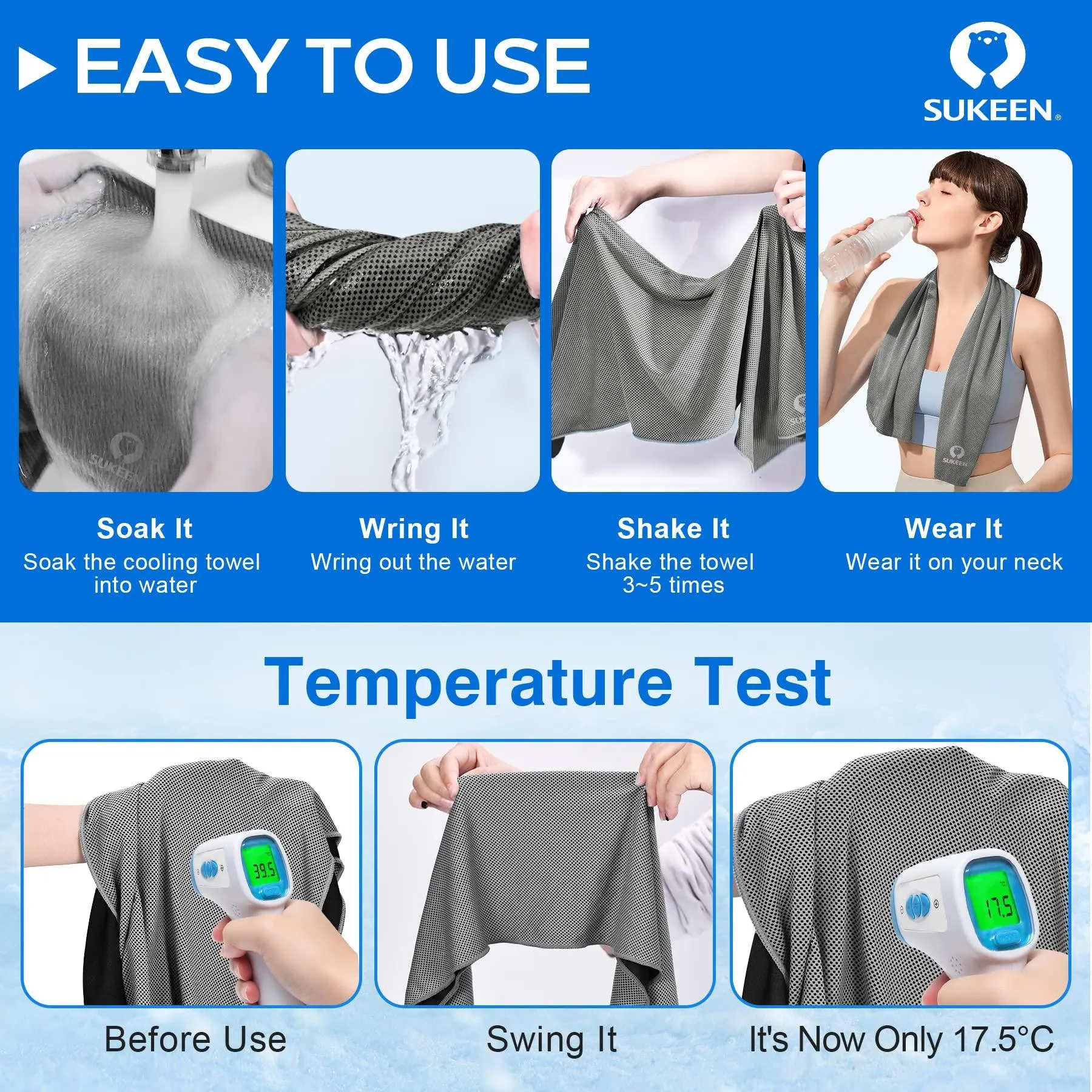 4 Pack Cooling Towel Soft Breathable Chilly Microfiber