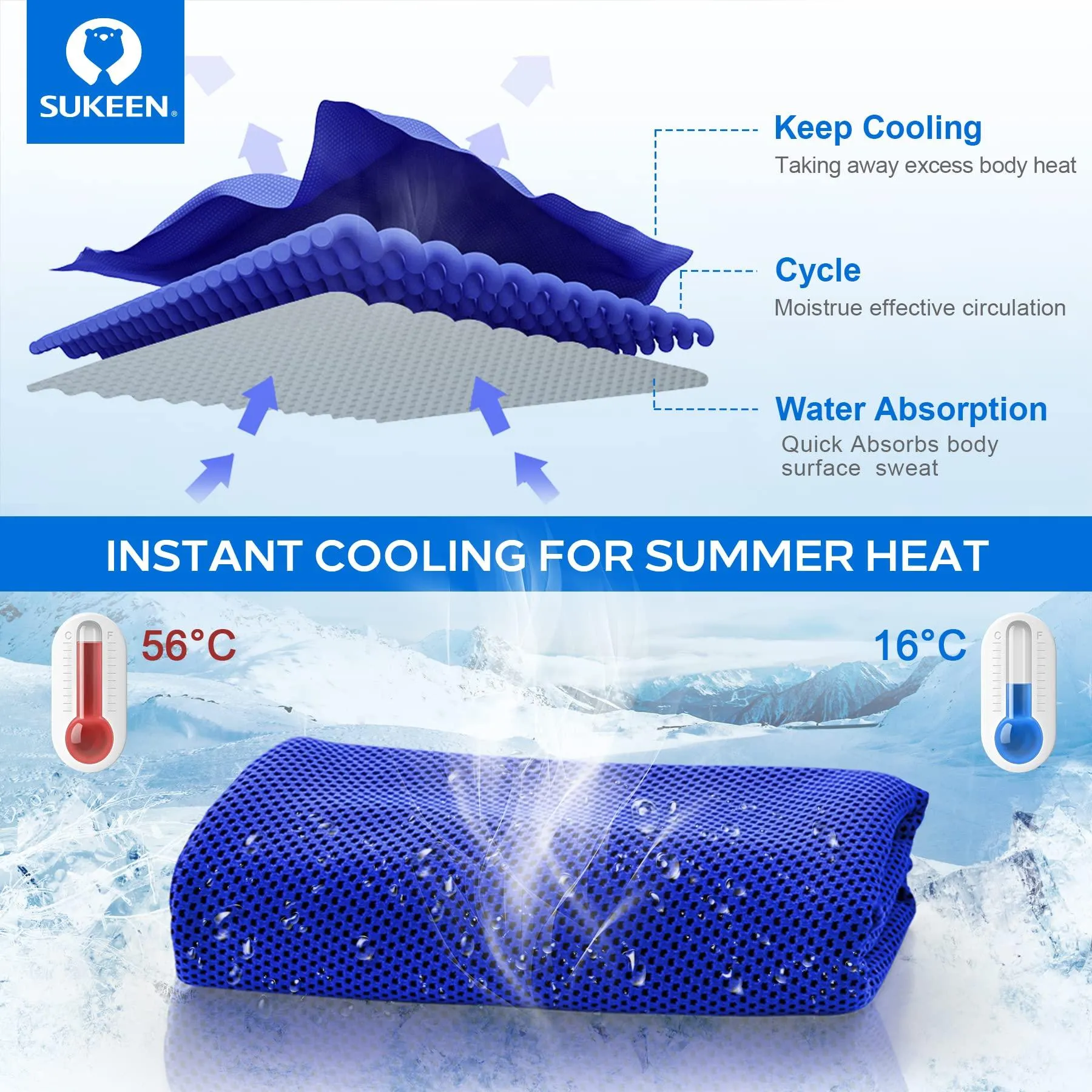 4 Pack Cooling Towel Soft Breathable Chilly Microfiber