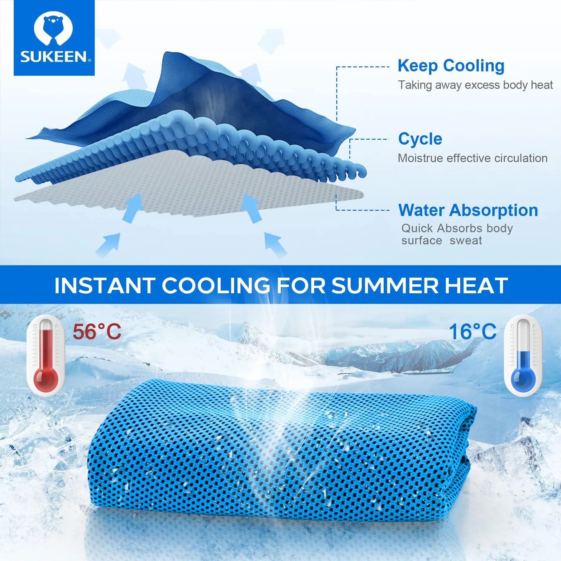 4 Pack Cooling Towel Soft Breathable Chilly Microfiber