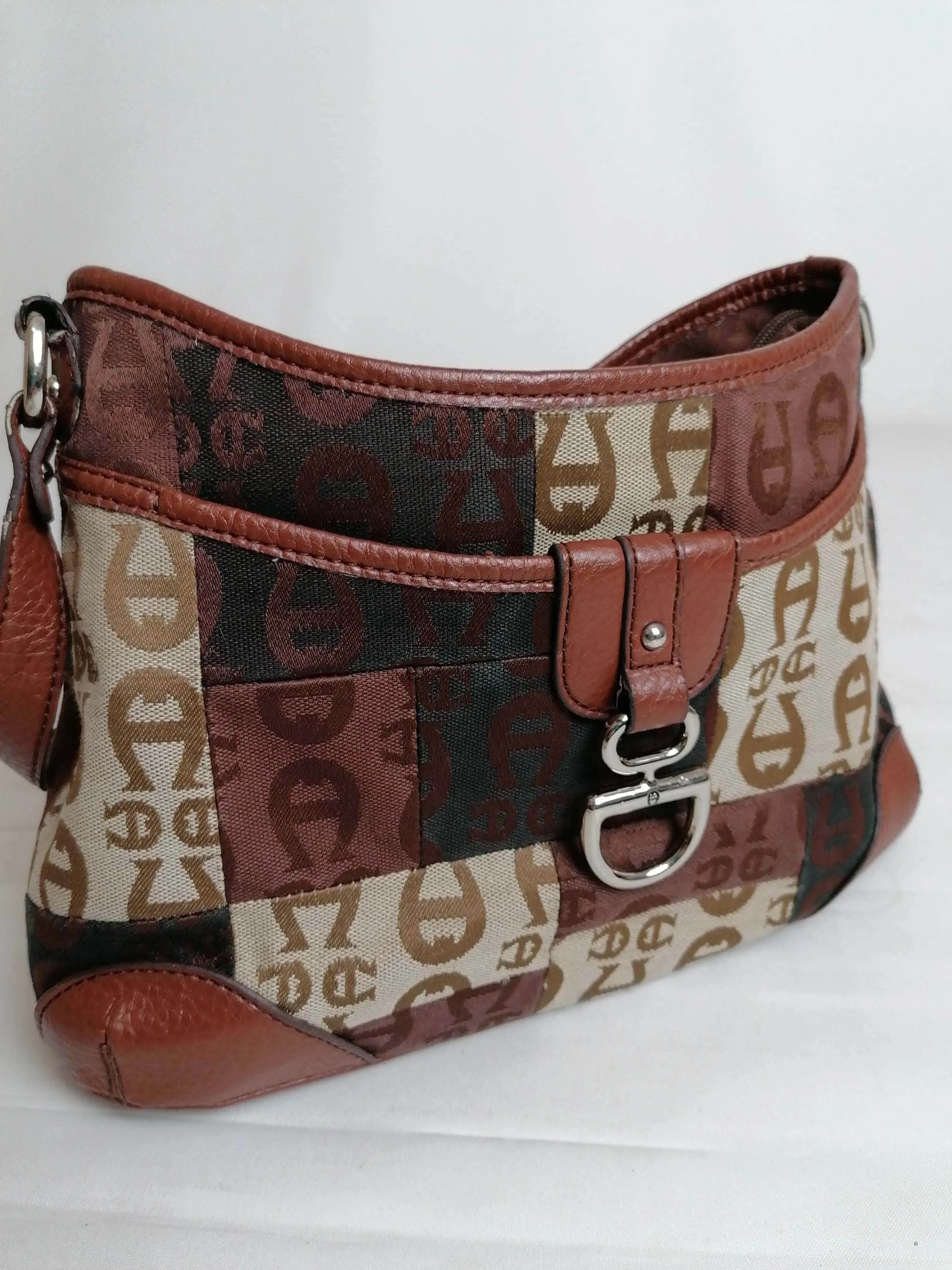 90's ETIENNE AIGNER Textile Canvas Bag Logo Print