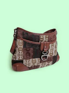 90's ETIENNE AIGNER Textile Canvas Bag Logo Print