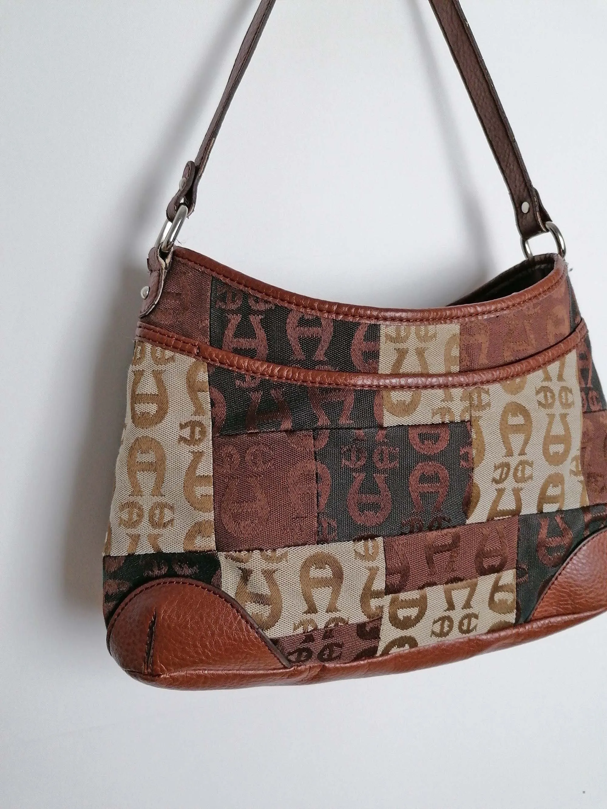 90's ETIENNE AIGNER Textile Canvas Bag Logo Print