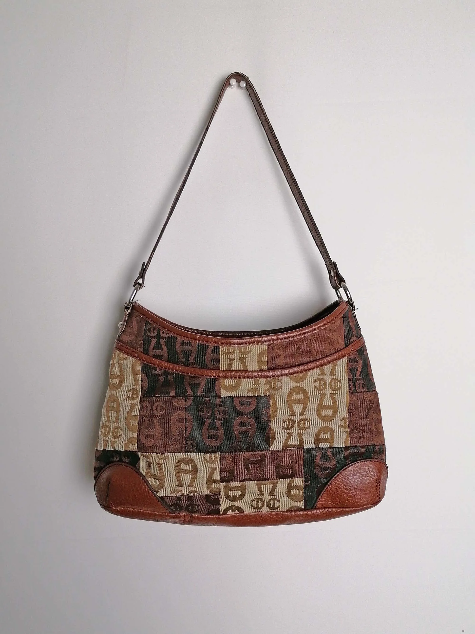 90's ETIENNE AIGNER Textile Canvas Bag Logo Print