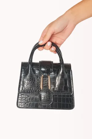 Abby Handle Bag Black Croc