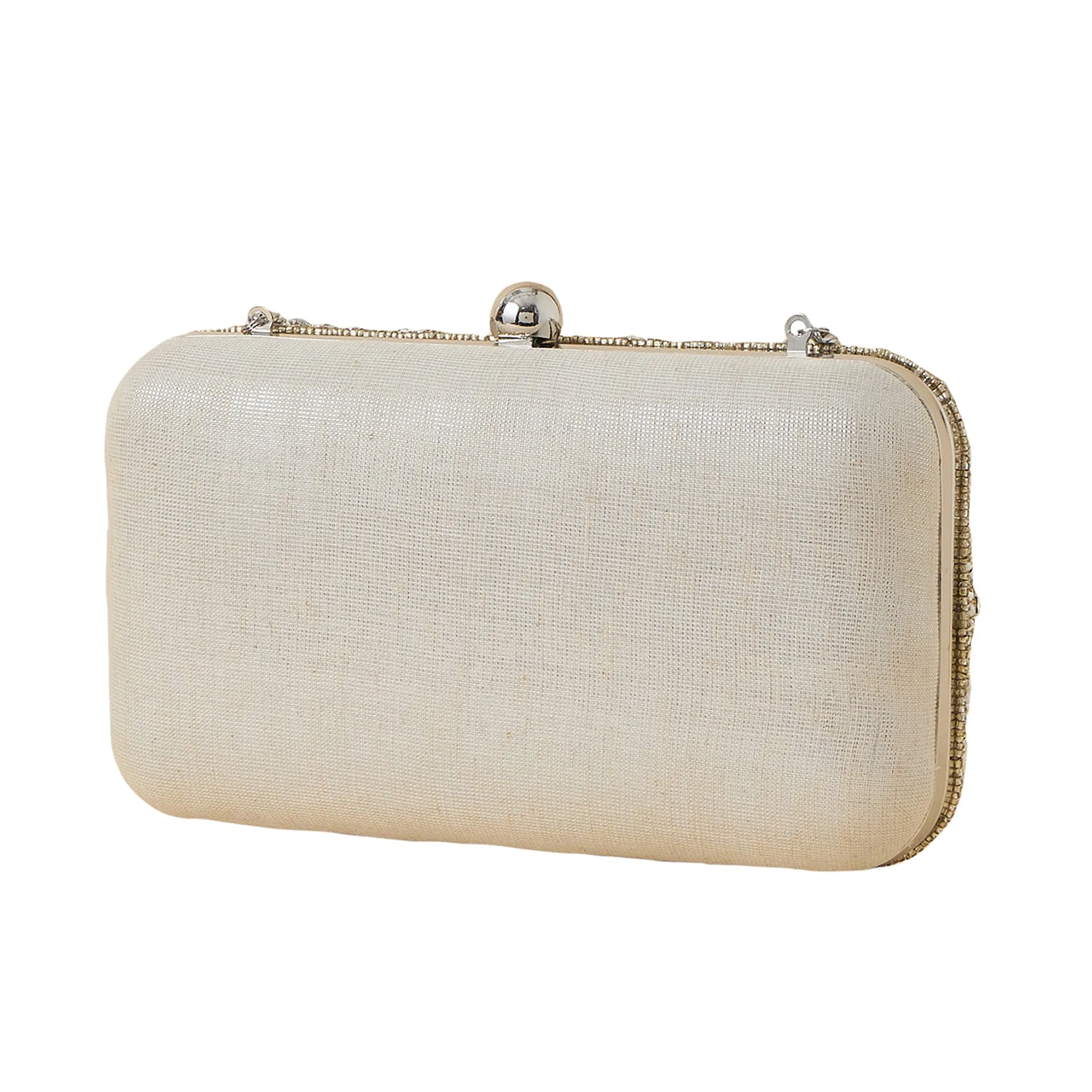 Accessorize London Women's Ivory Bridal Embellished Hardcase Clutch Bag