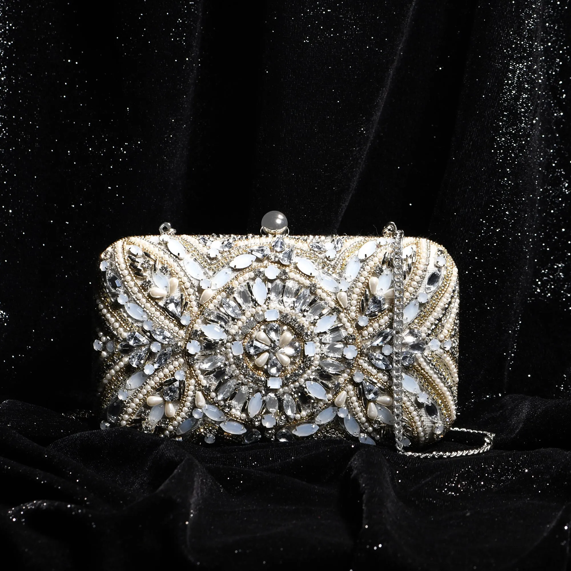 Accessorize London Women's Ivory Bridal Embellished Hardcase Clutch Bag