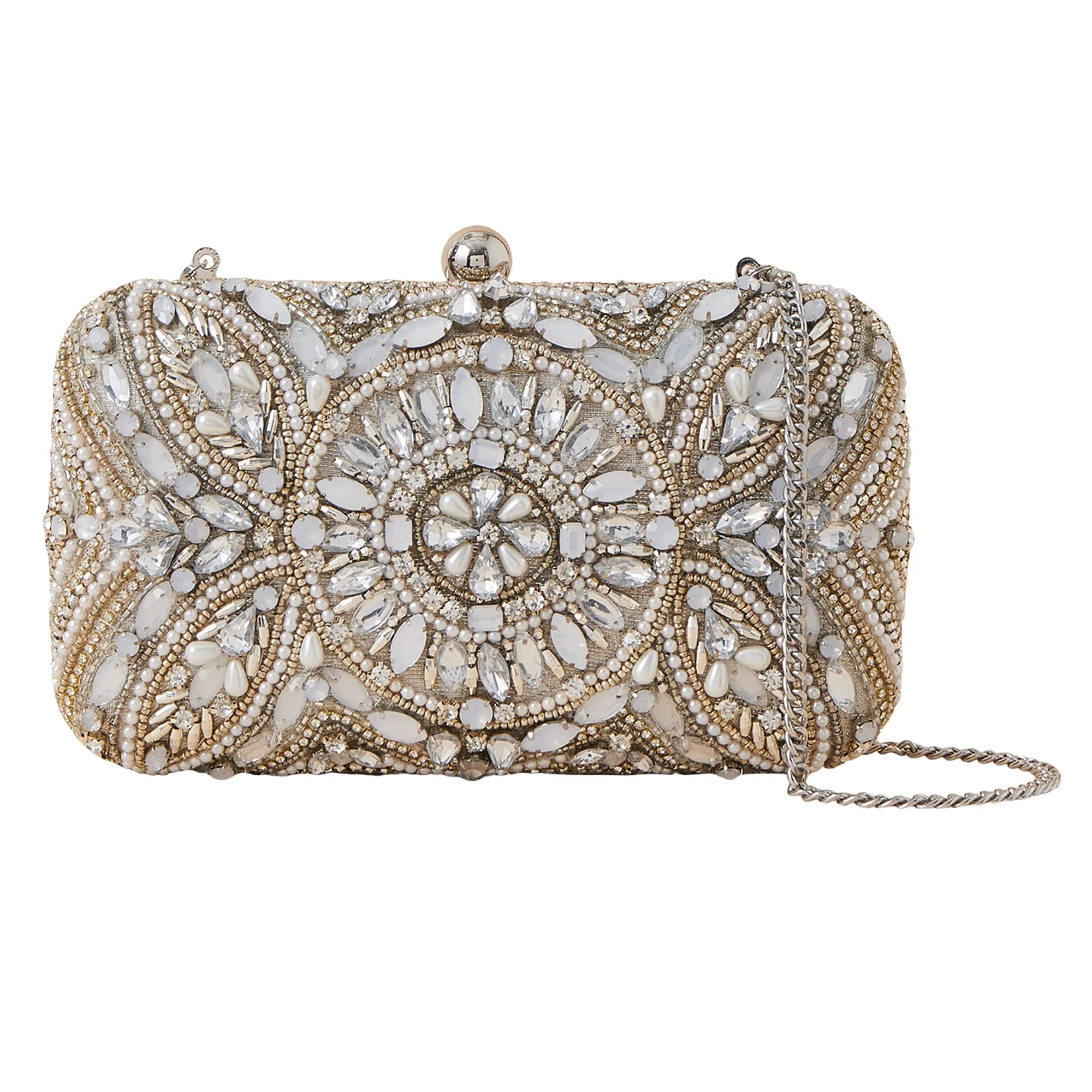 Accessorize London Women's Ivory Bridal Embellished Hardcase Clutch Bag