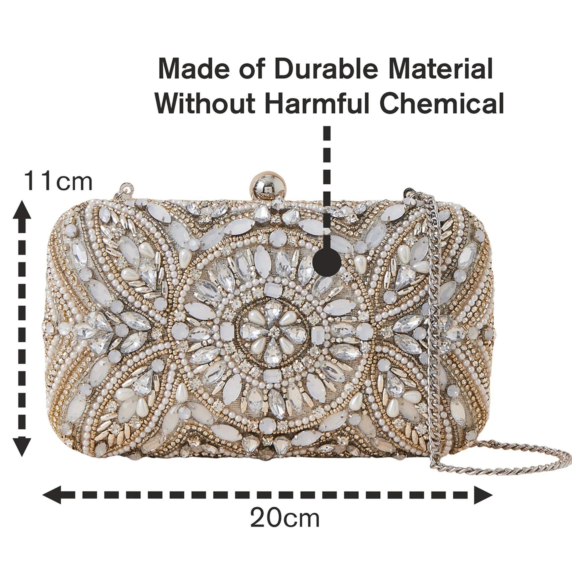 Accessorize London Women's Ivory Bridal Embellished Hardcase Clutch Bag