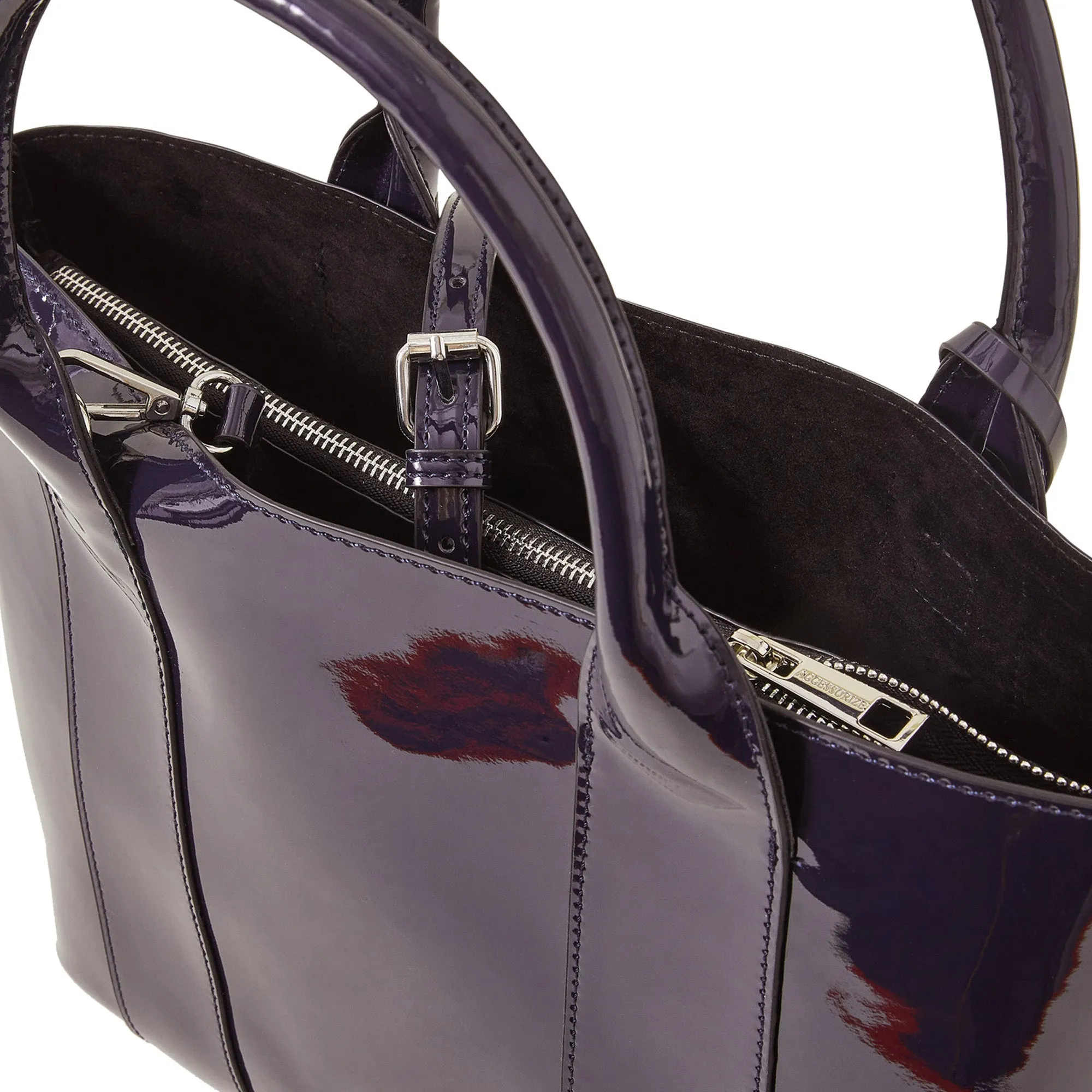 Accessorize London Women's Navy
 Patent Handheld Bag