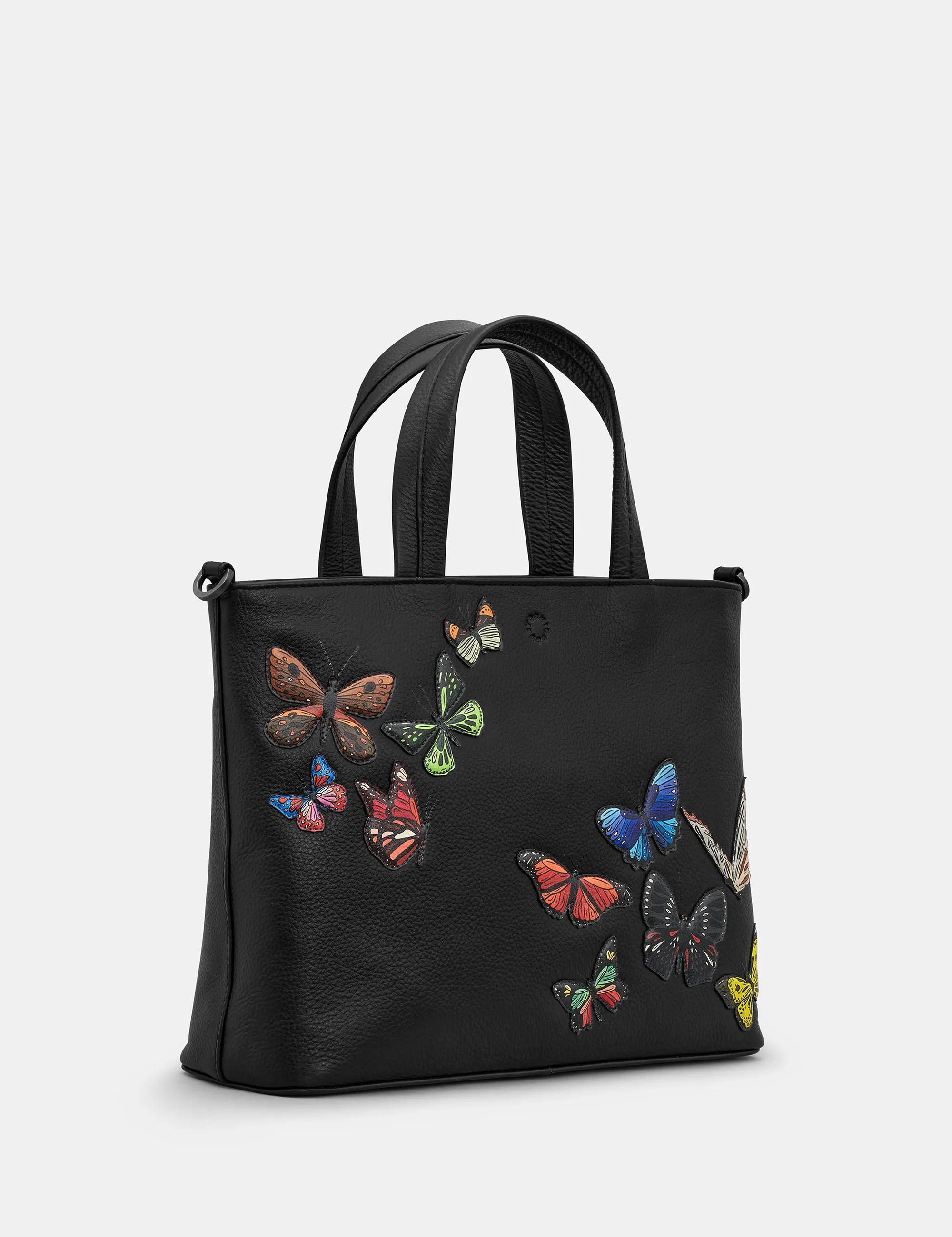 Amongst Butterflies Black Leather Multiway Grab Bag