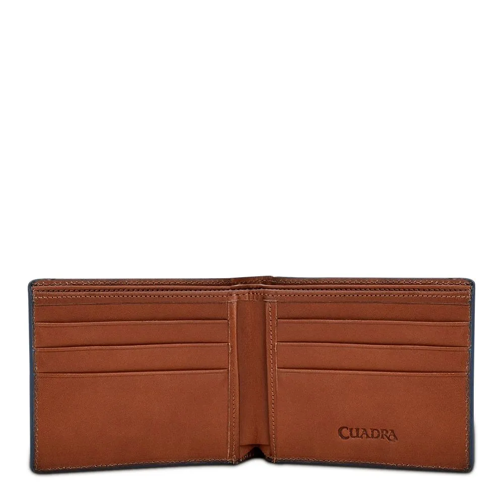 B3005LT - Cuadra honey classic lizard leather bi fold wallet for men