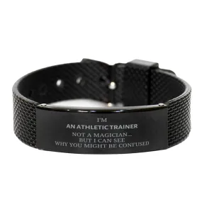 Badass Athletic Trainer Gifts, I'm Athletic Trainer not a magician, Sarcastic Black Shark Mesh Bracelet for Athletic Trainer Birthday Christmas for  Men, Women, Friends, Coworkers