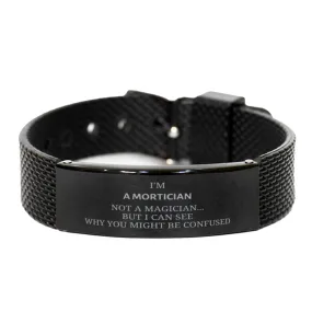 Badass Mortician Gifts, I'm Mortician not a magician, Sarcastic Black Shark Mesh Bracelet for Mortician Birthday Christmas for  Men, Women, Friends, Coworkers