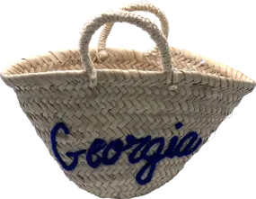 Beige Rafia Bag With Georgia Embroidery