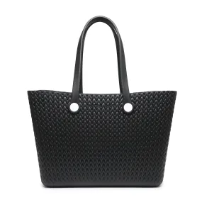 Black Carrie Textured Versa Tote w/ Interchangeable Straps