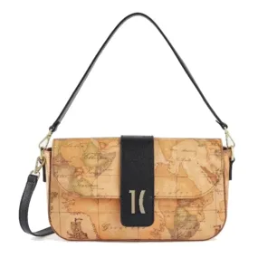 Borsa Donna Baguette con Tracolla 1A Classe Alviero Martini linea Idol Bag stampa Geo Classic e Nero GZ07