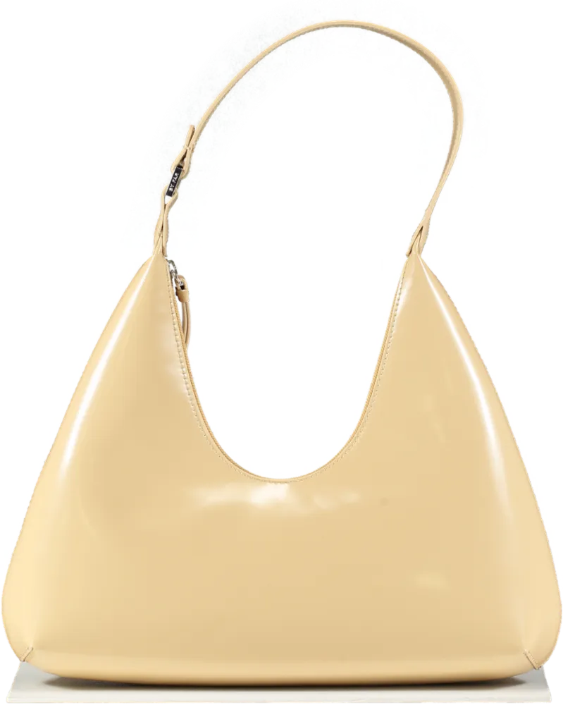 BY FAR Beige Amber Semi Patent Leather Shoulder bag