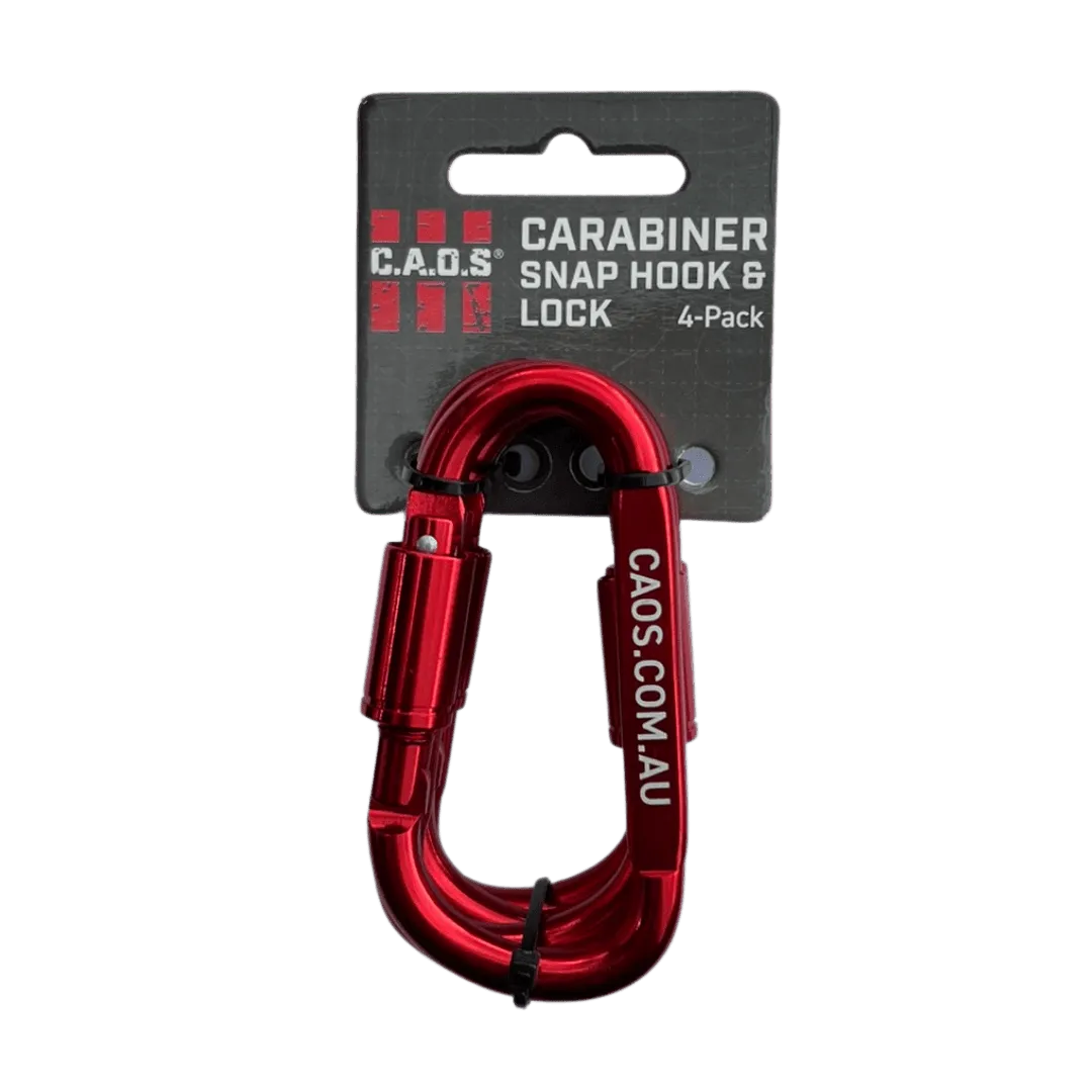 CAOS 4Pk Carabiner Snap Hook & Lock