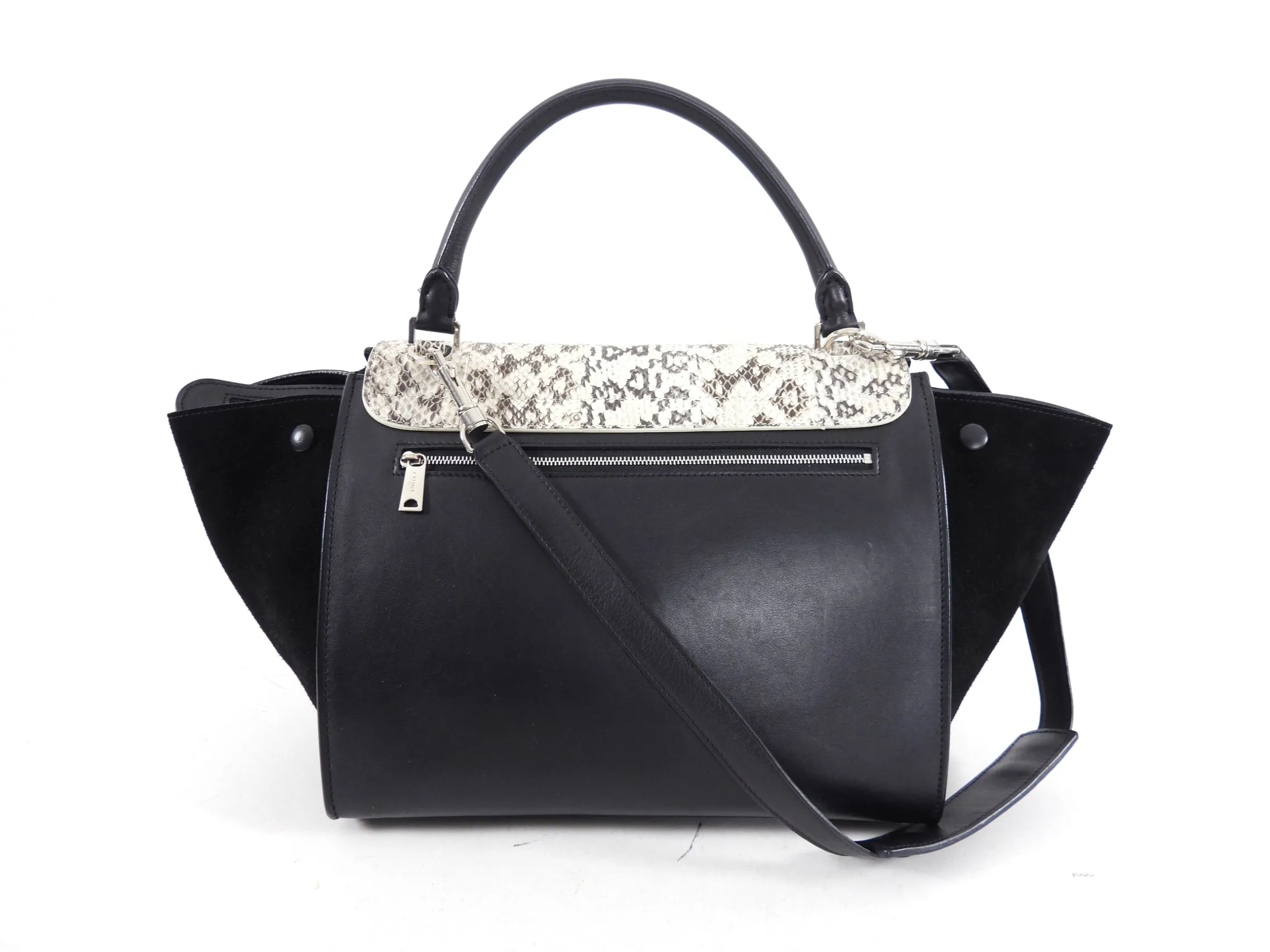 Celine Black Leather, Suede, Exotic Trapeze Bag