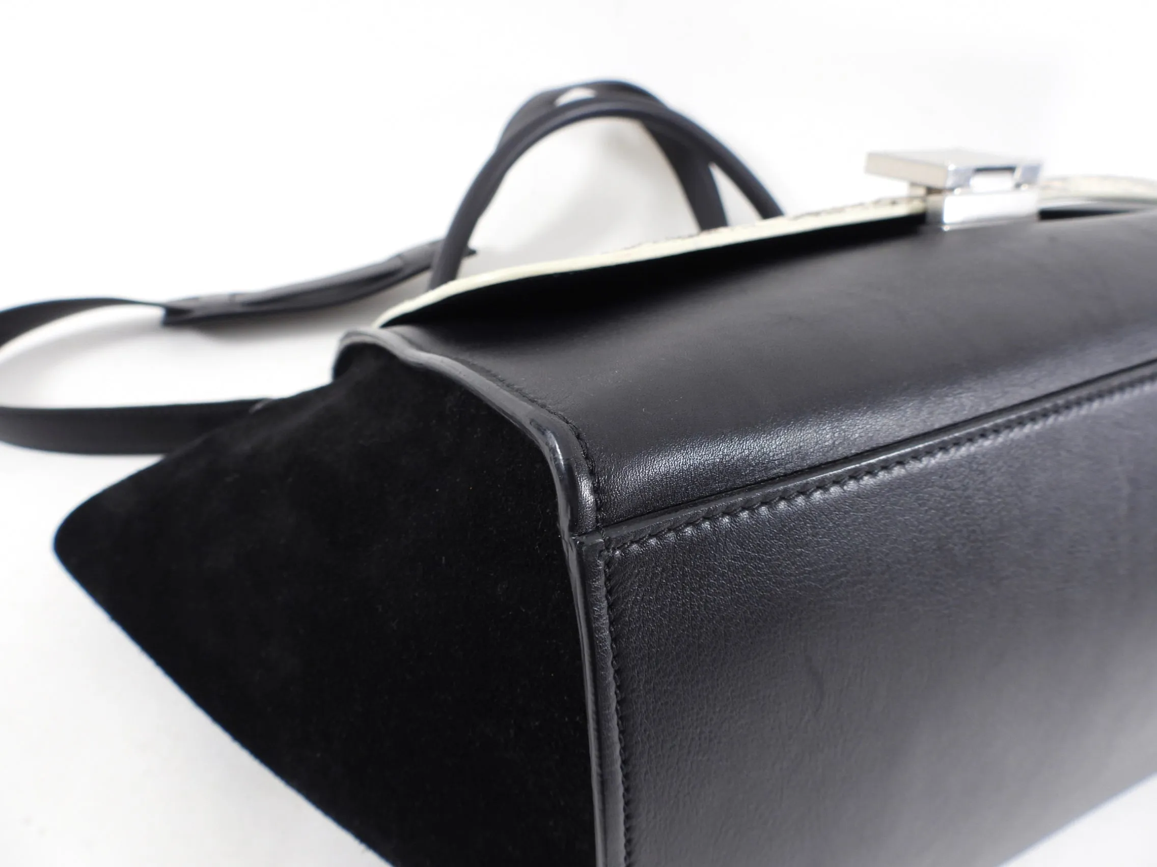 Celine Black Leather, Suede, Exotic Trapeze Bag