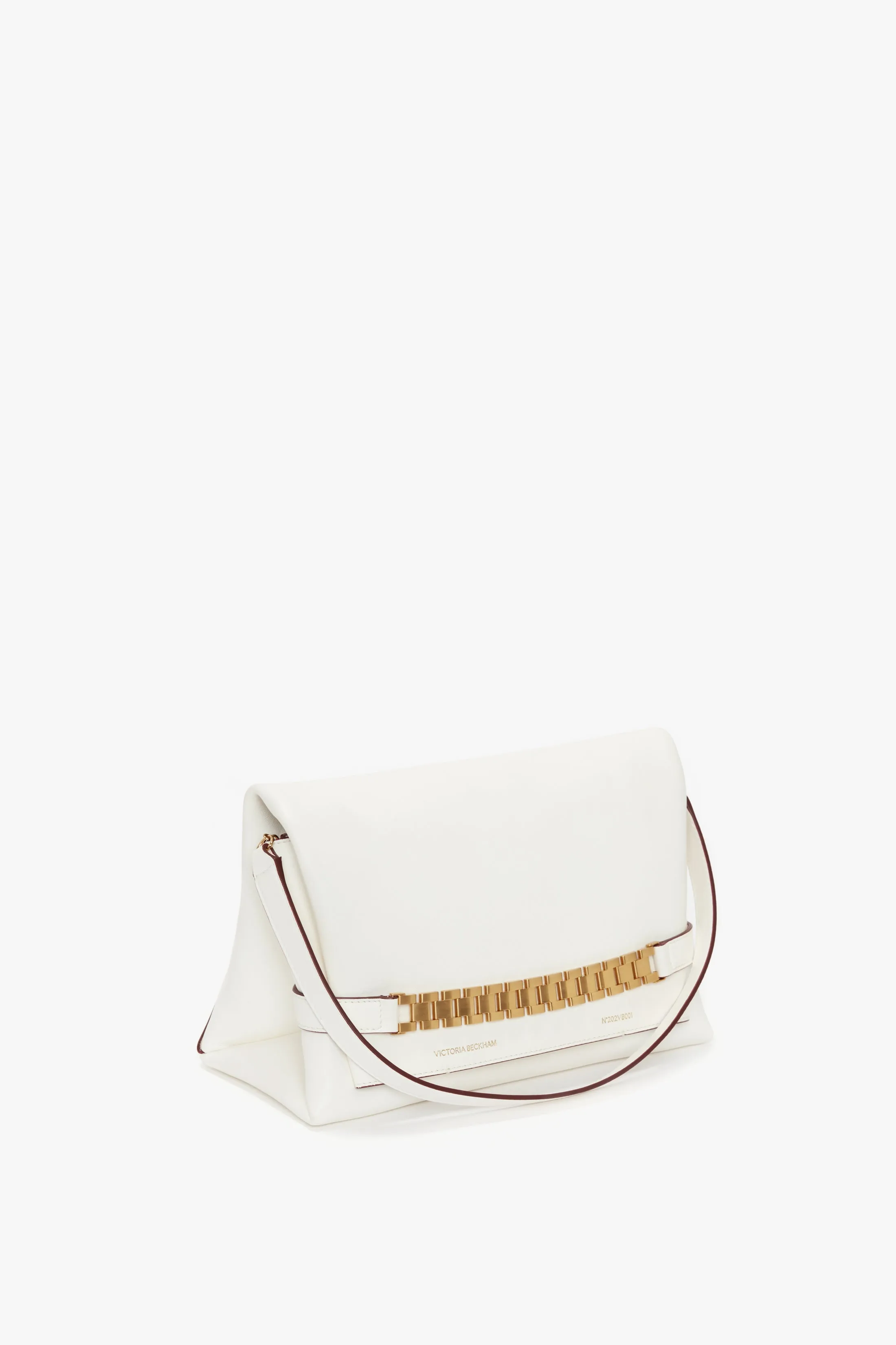 Chain Pouch with Strap In White Leather