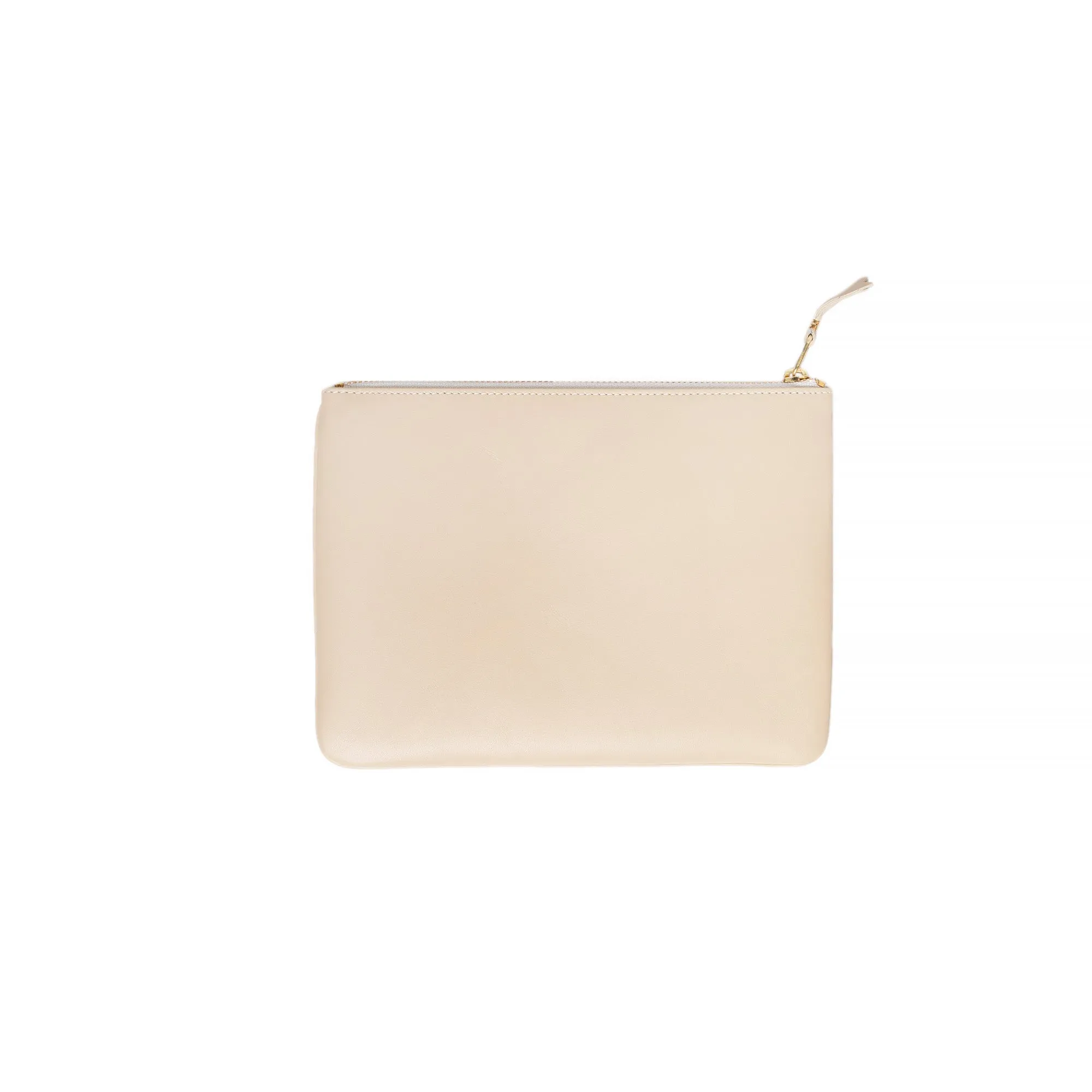 Comme Des Garcon Wallet: Classic Leather Line Clutch in White