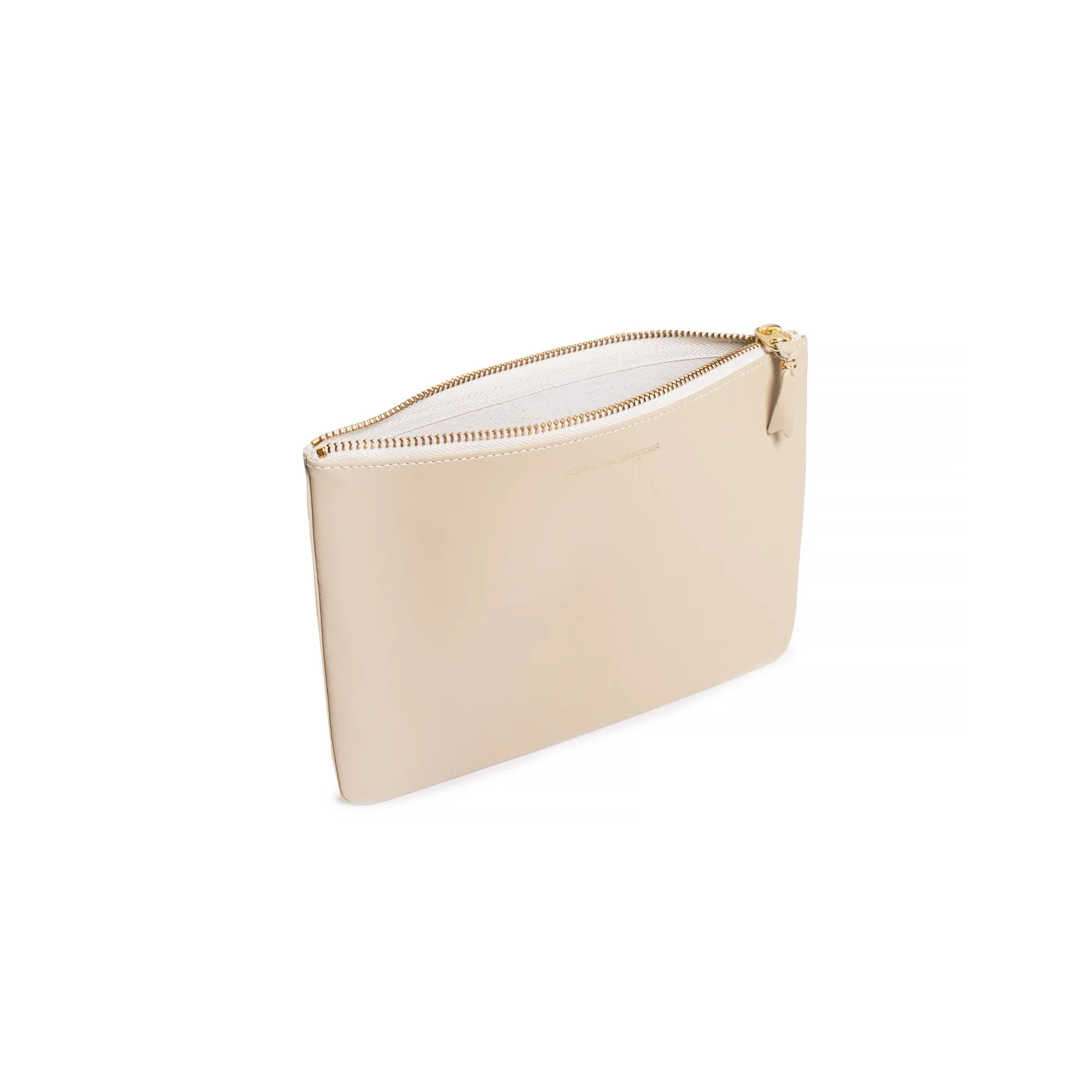 Comme Des Garcon Wallet: Classic Leather Line Clutch in White