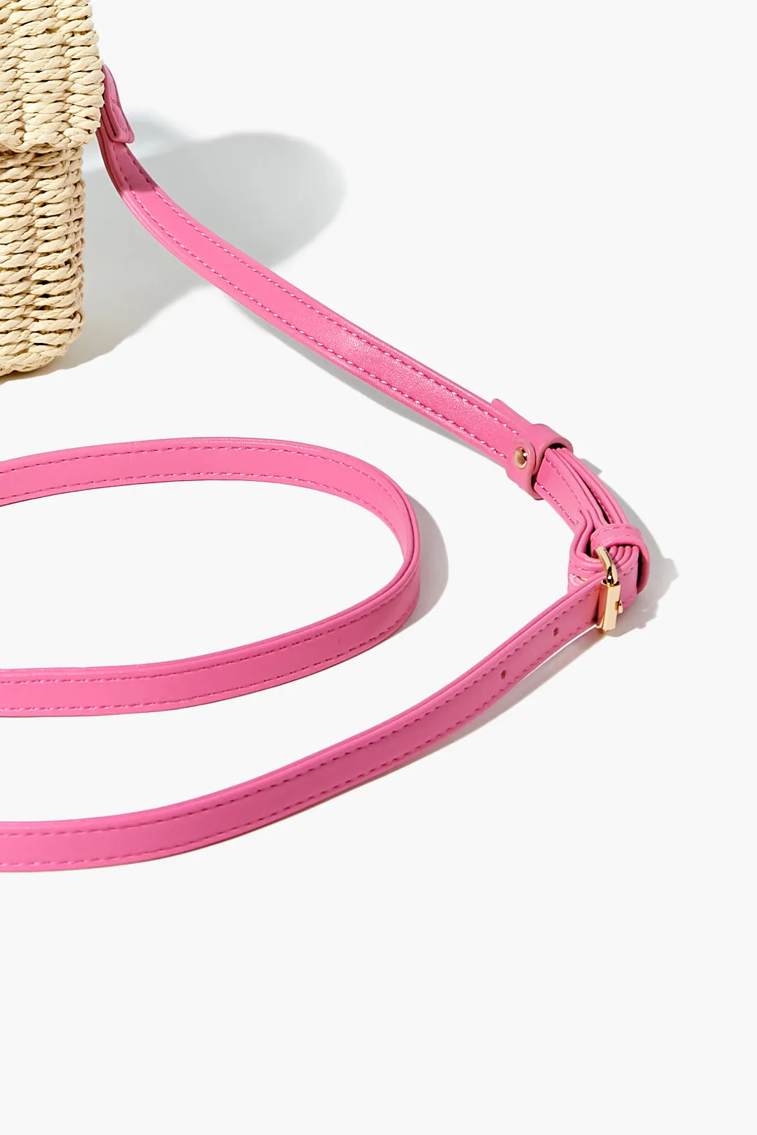 Contrast-Trim Basketwoven Crossbody Bag