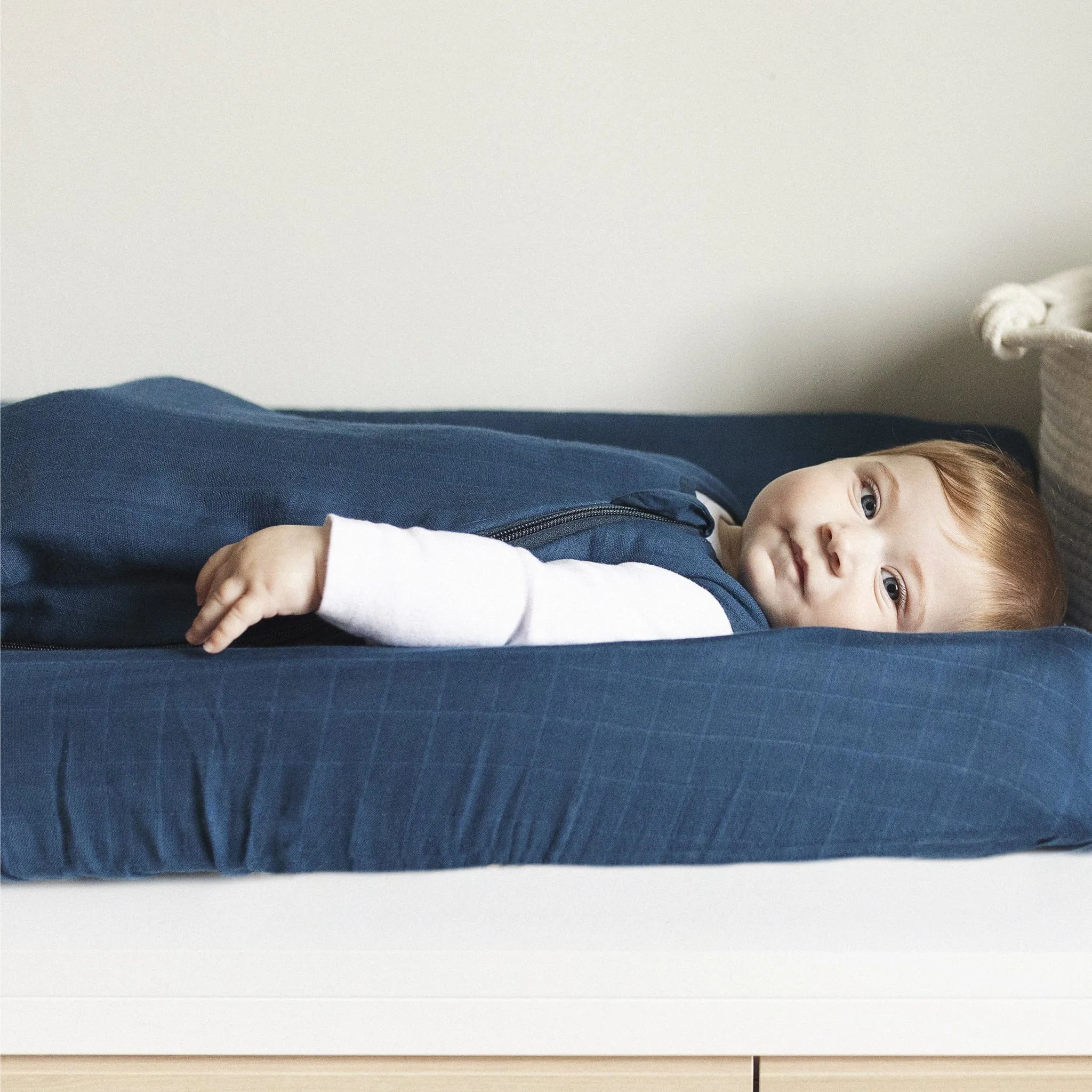 Cotton muslin sleep sack - Navy (0.7 tog)