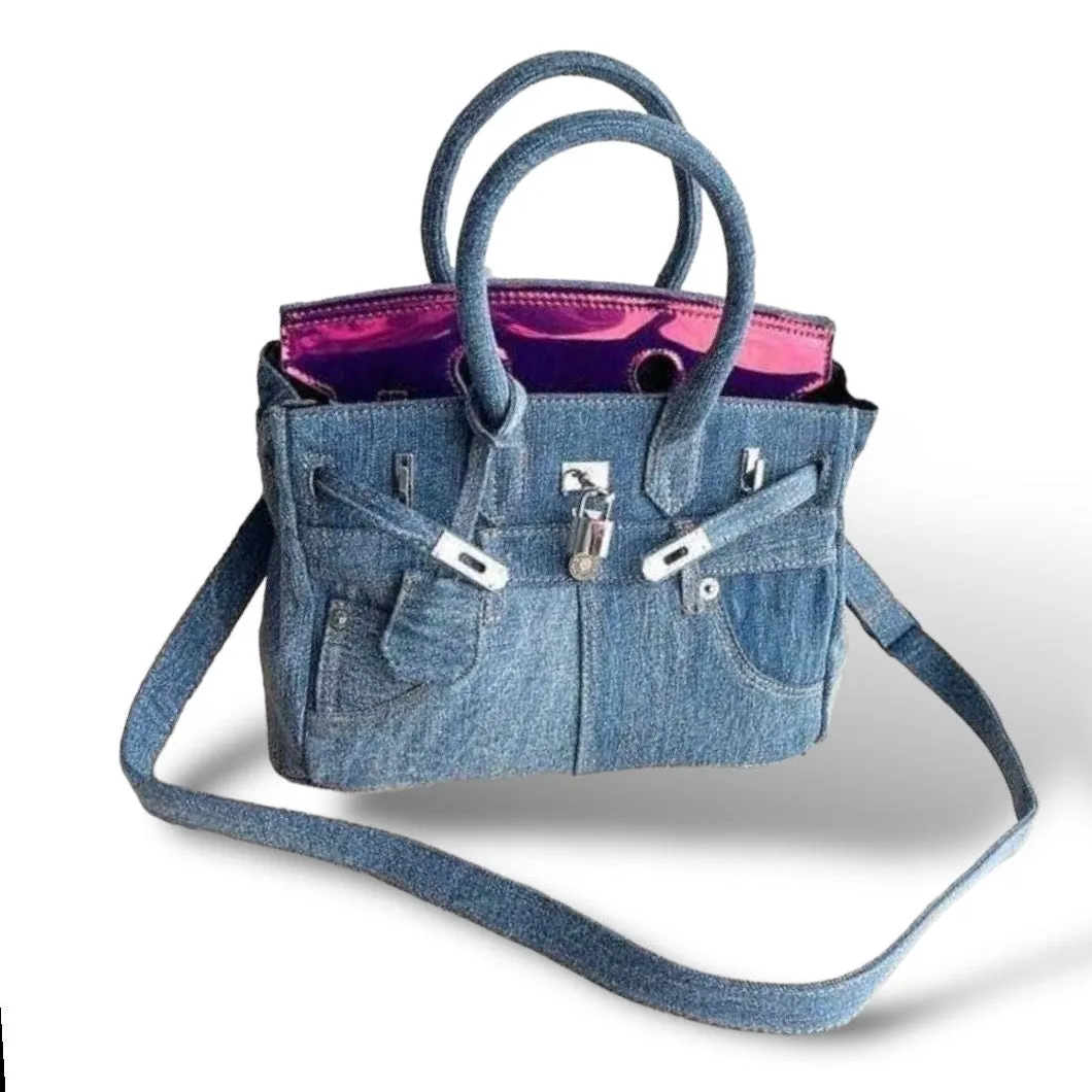 Denim Jeans Bag with PVC