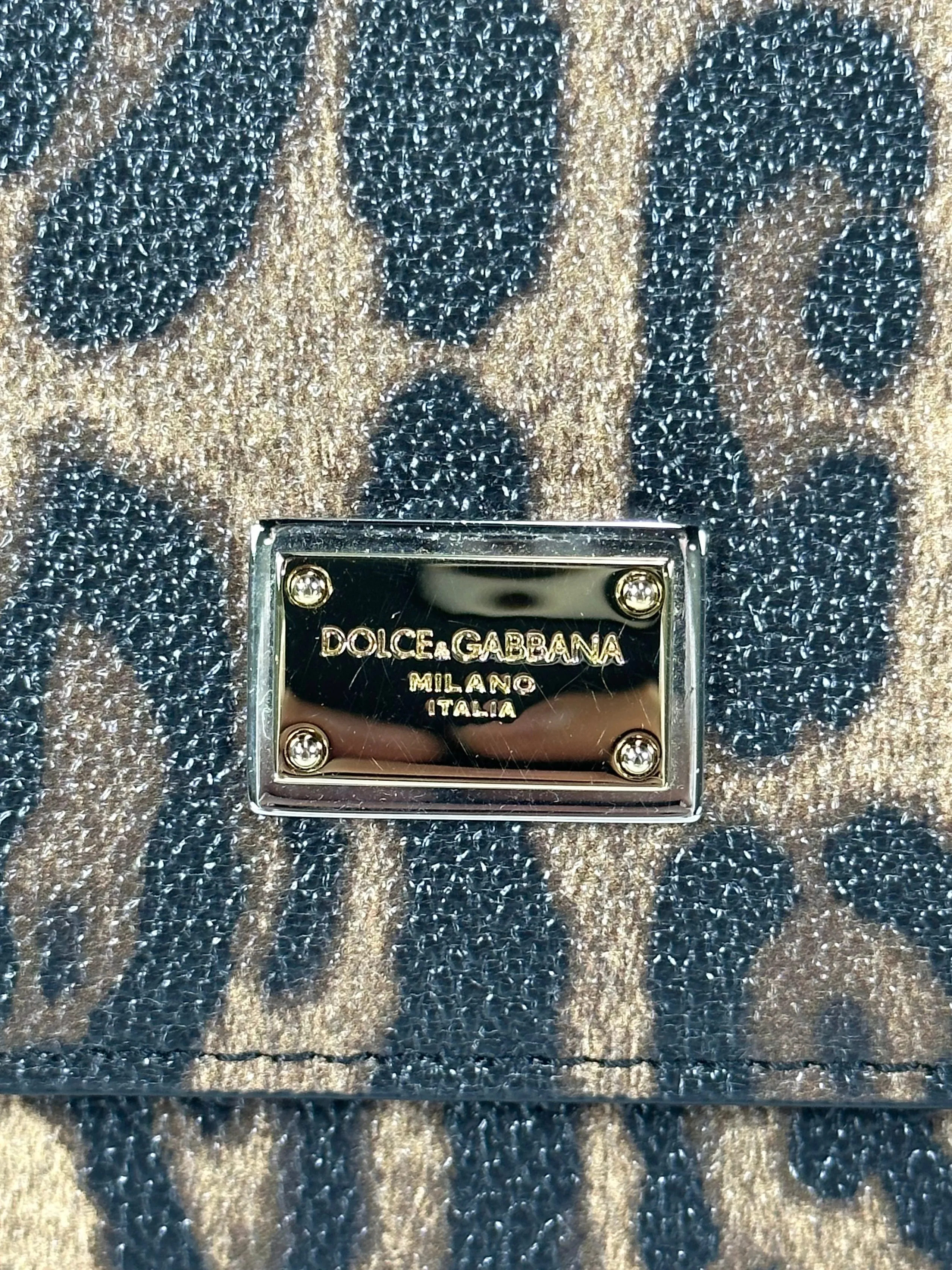 Dolce & Gabbana Brown Leopard Print Coated Canvas And Leather Medium Sicily Top Handle bag