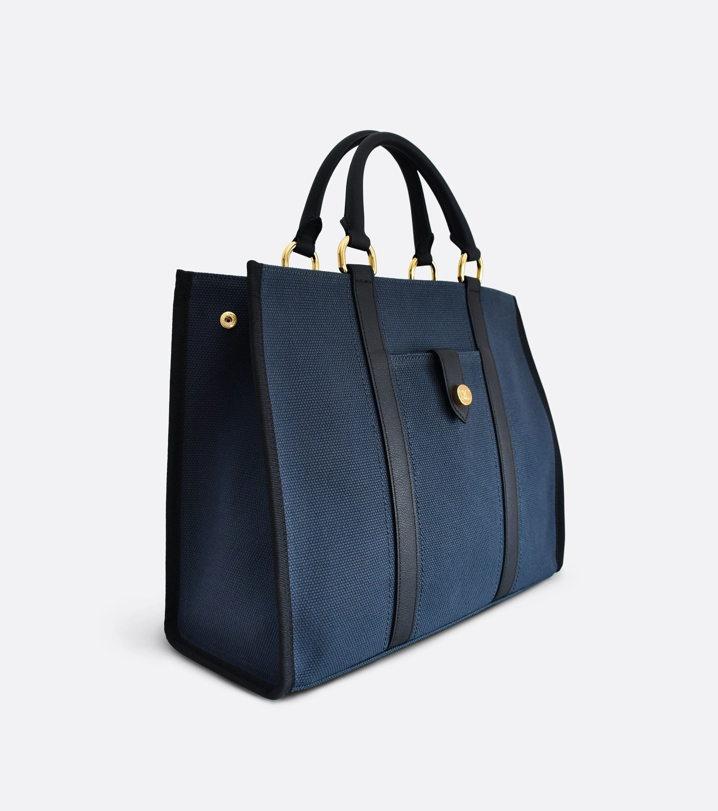 Dune Organic Canvas Tote Bag | Navy & Black