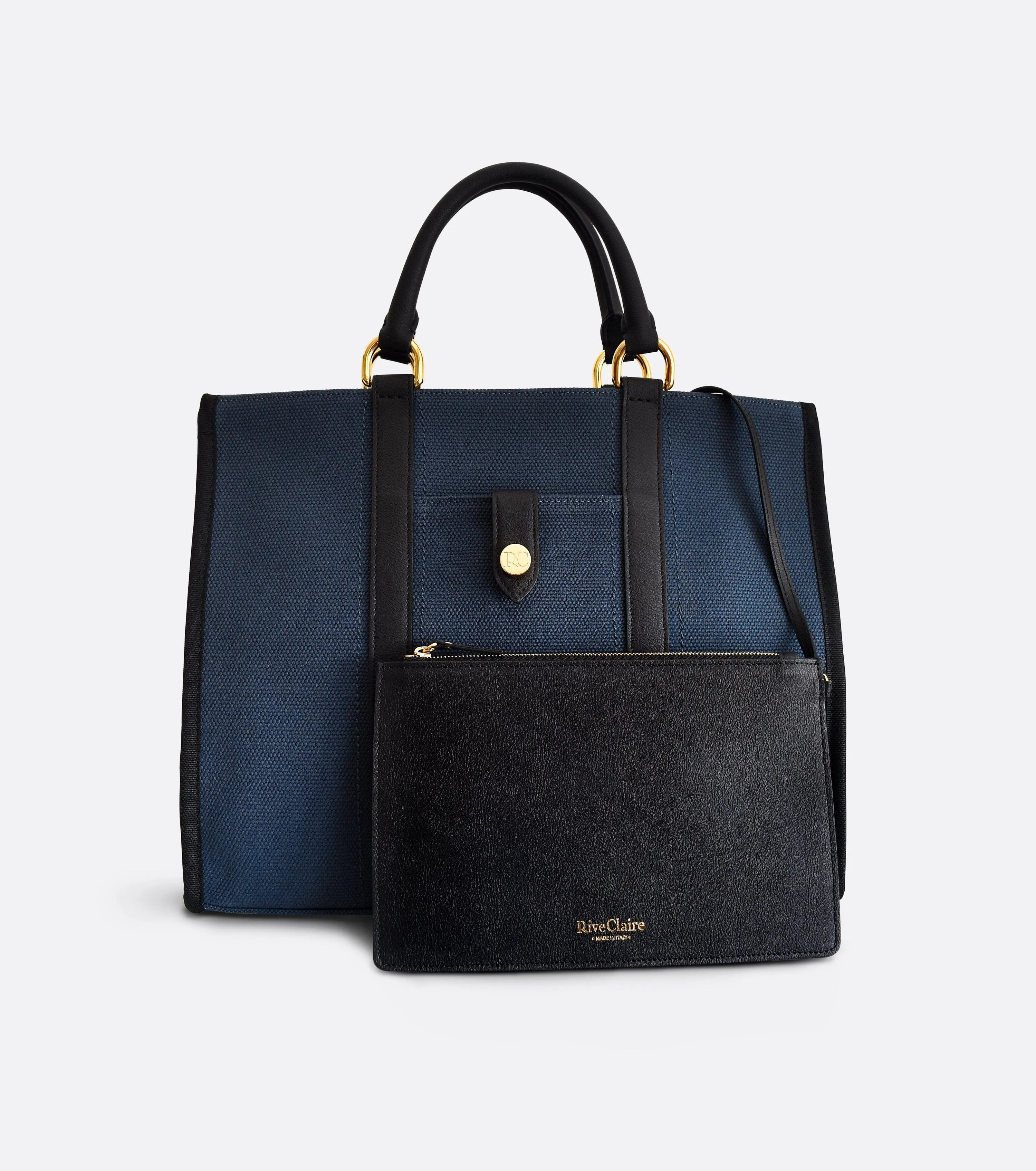 Dune Organic Canvas Tote Bag | Navy & Black