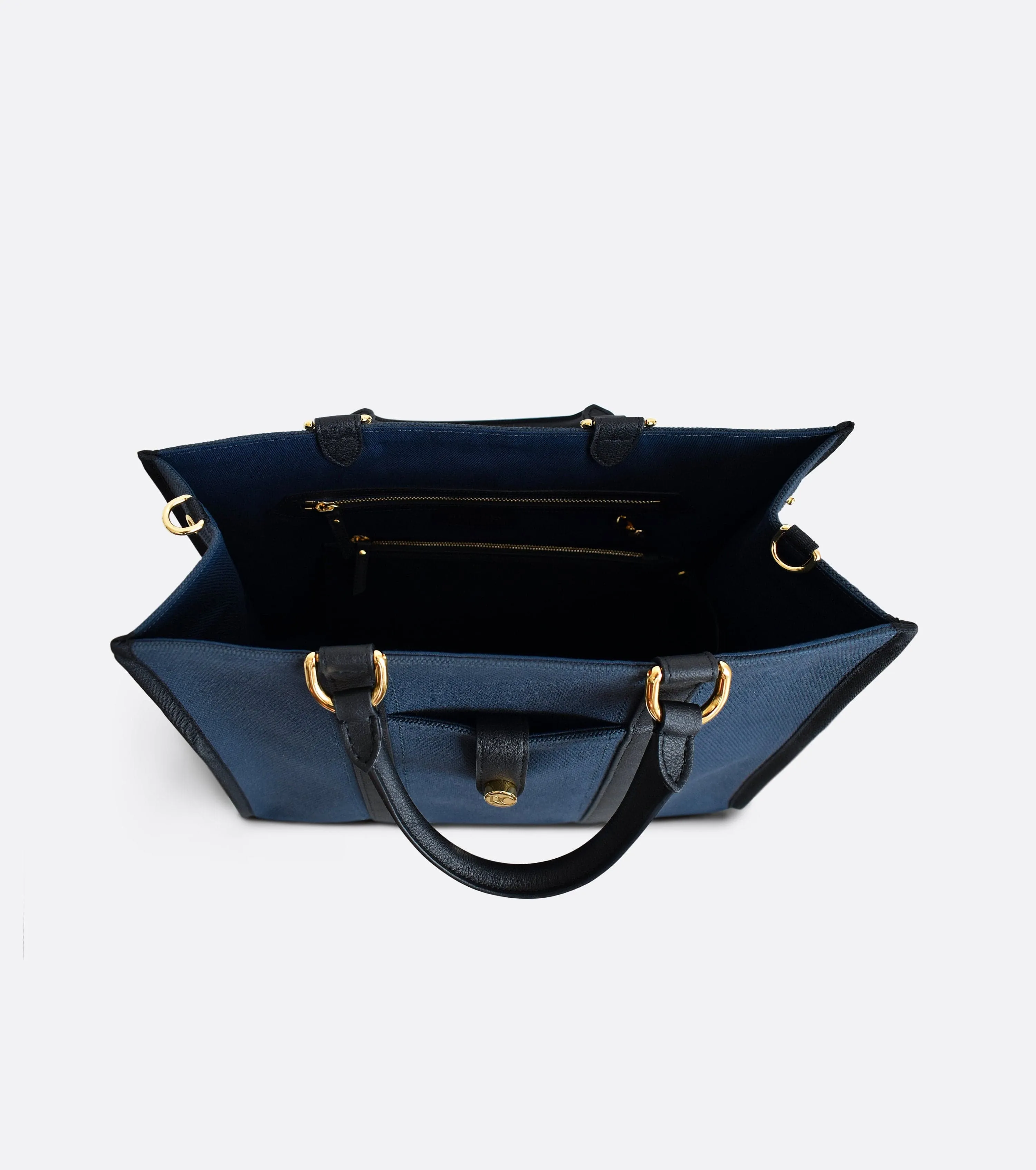 Dune Organic Canvas Tote Bag | Navy & Black