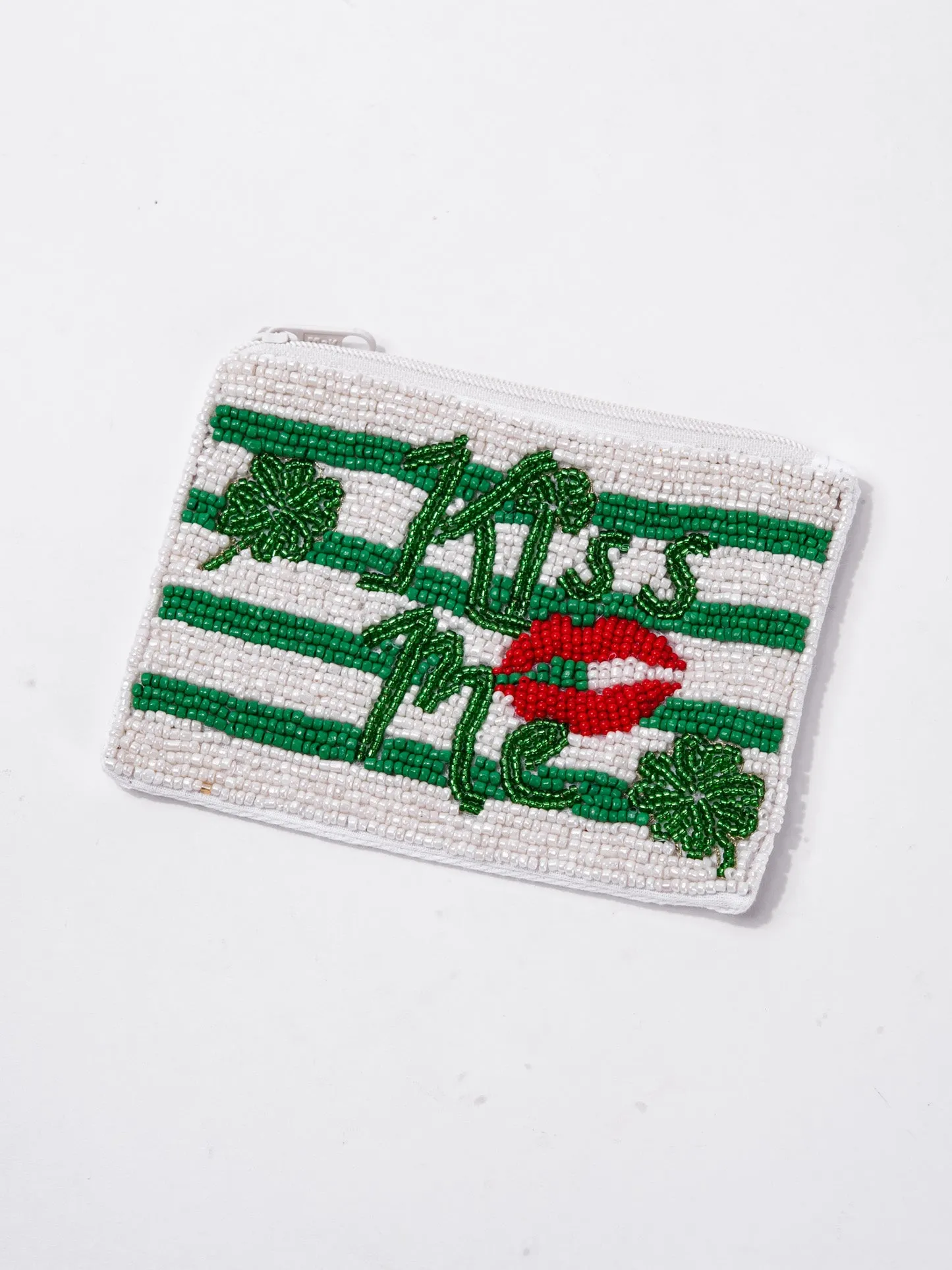 Emerald Kiss Me Beaded Coin Bag