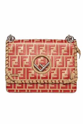 Fendi Zucca Leather Whipstitched Kan Crossbody Bag