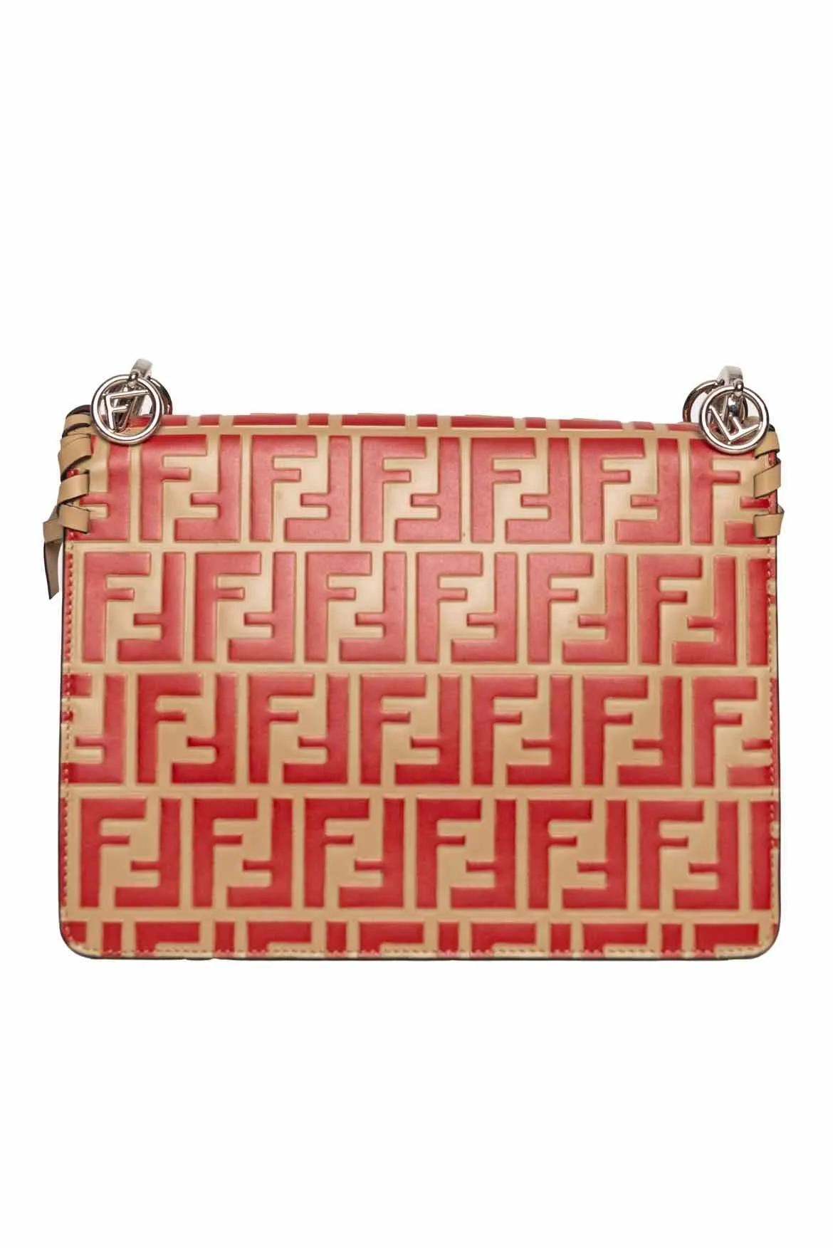 Fendi Zucca Leather Whipstitched Kan Crossbody Bag