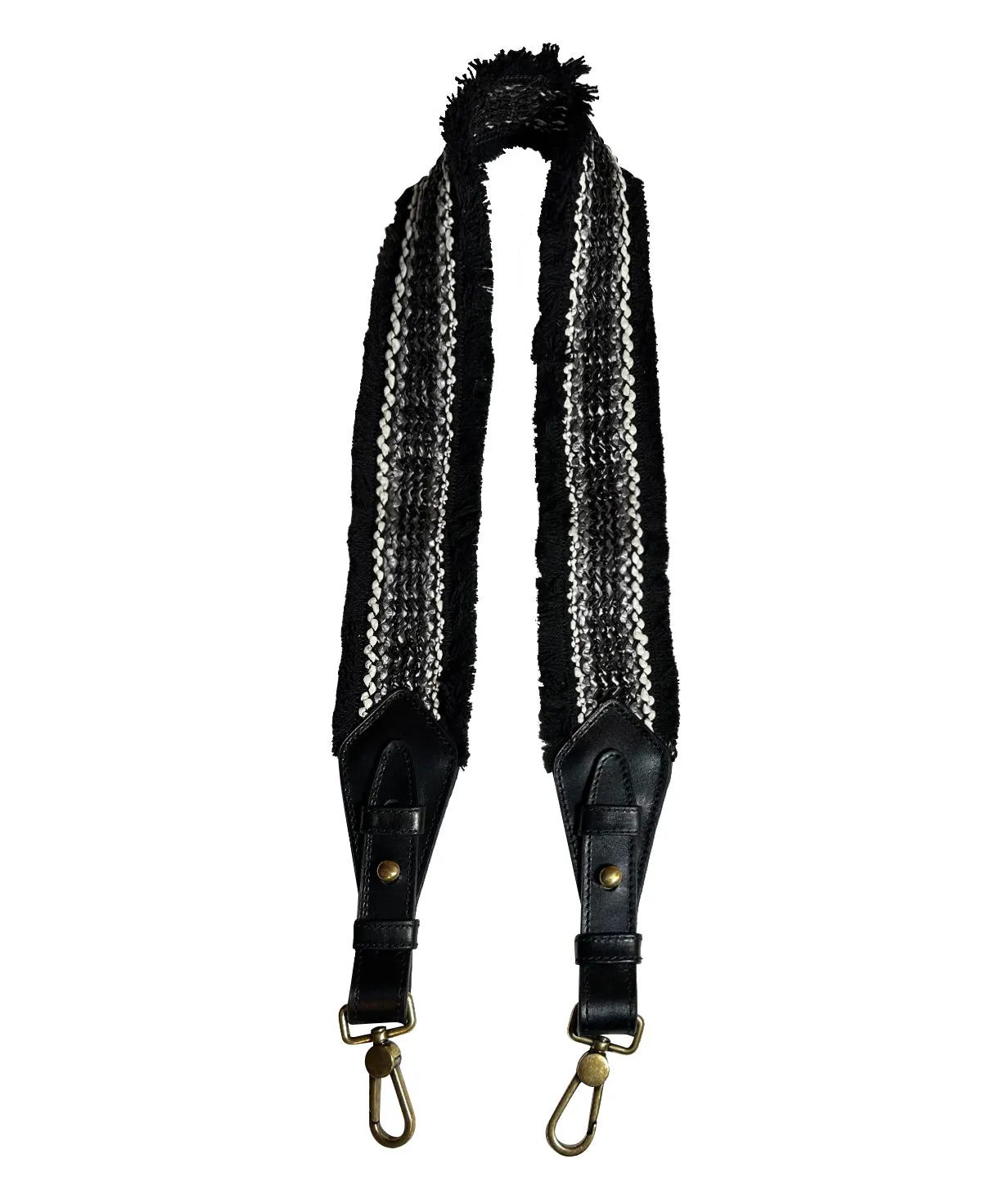 Fringe B/W Wide Shoulder Leather Strap