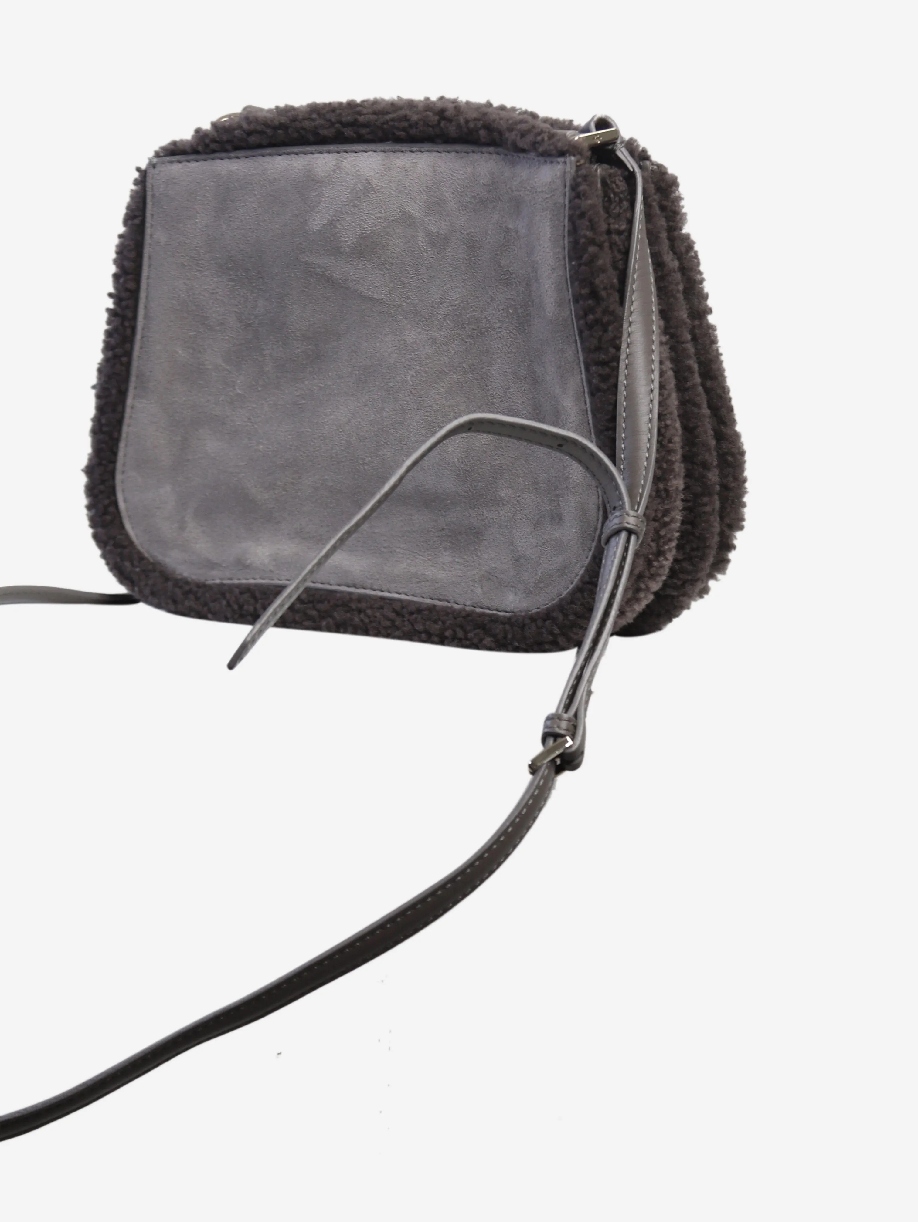 Grey embroidered detailed cross-body bag