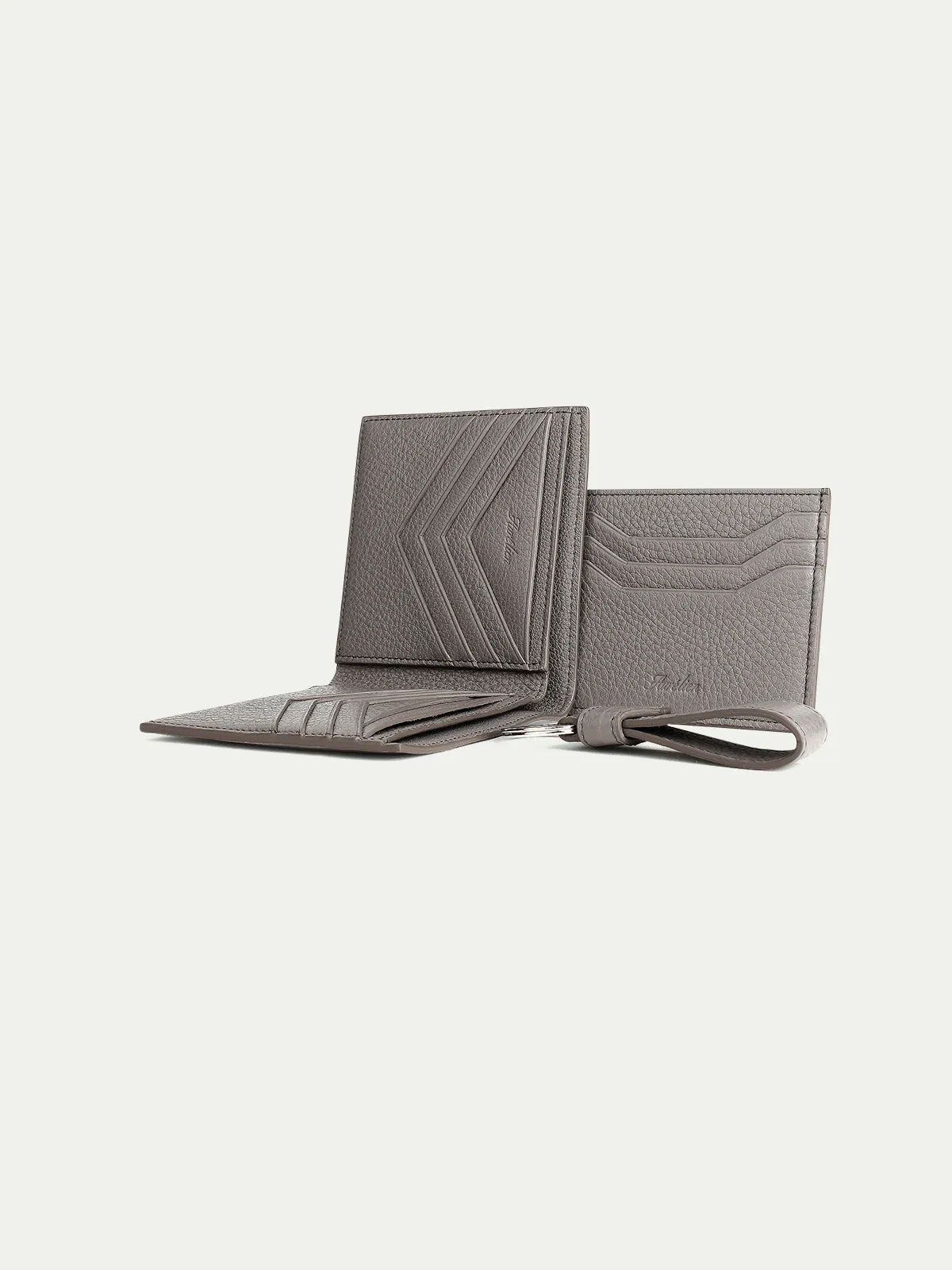 Grey Grained Leather Cardholder