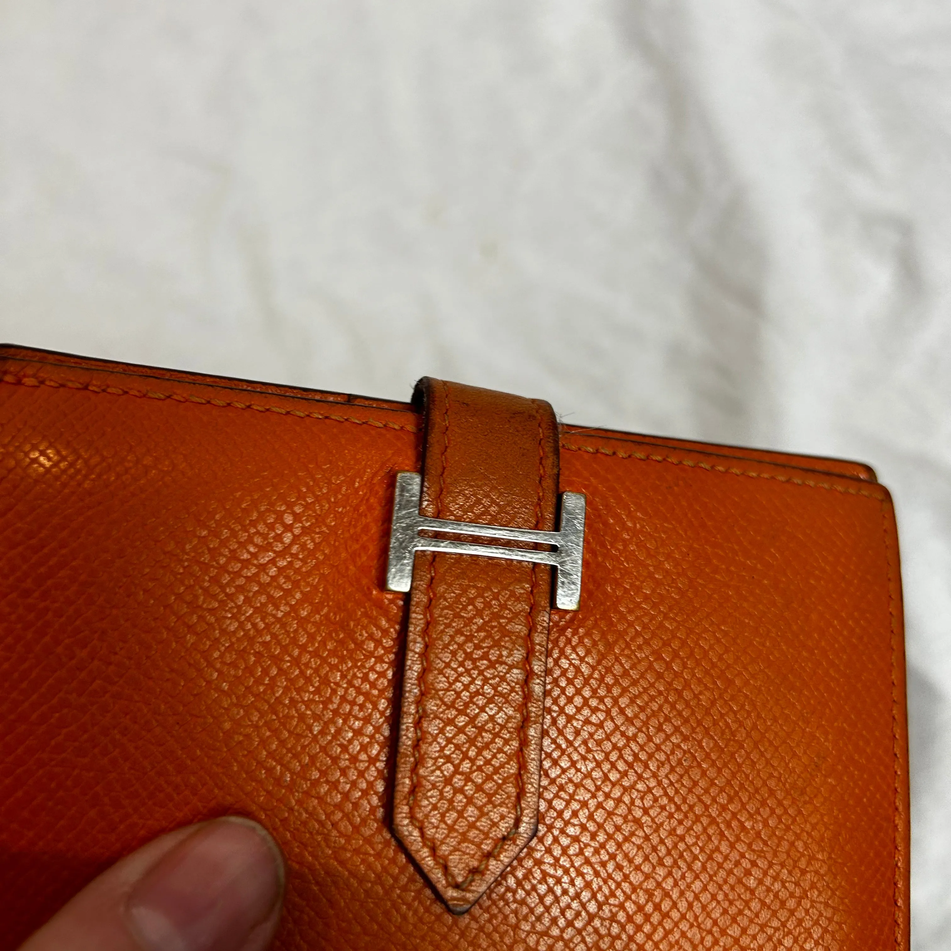 Hermes Orange Bearn Compact Wallet