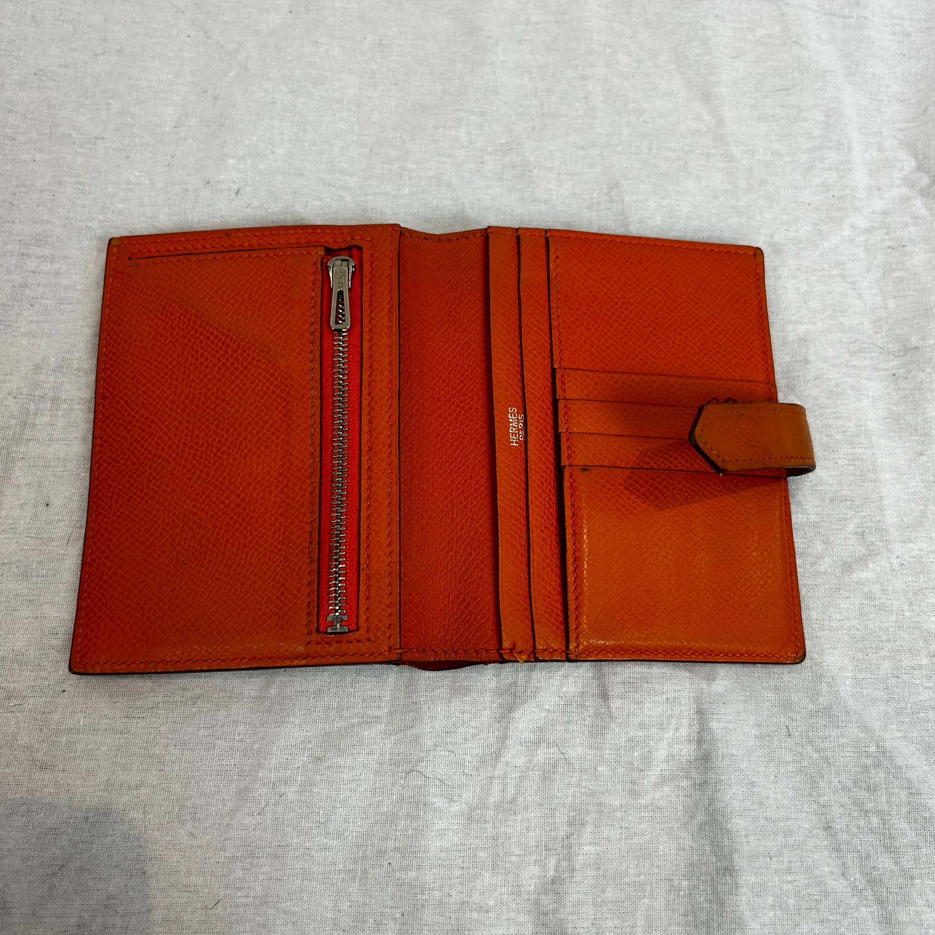 Hermes Orange Bearn Compact Wallet