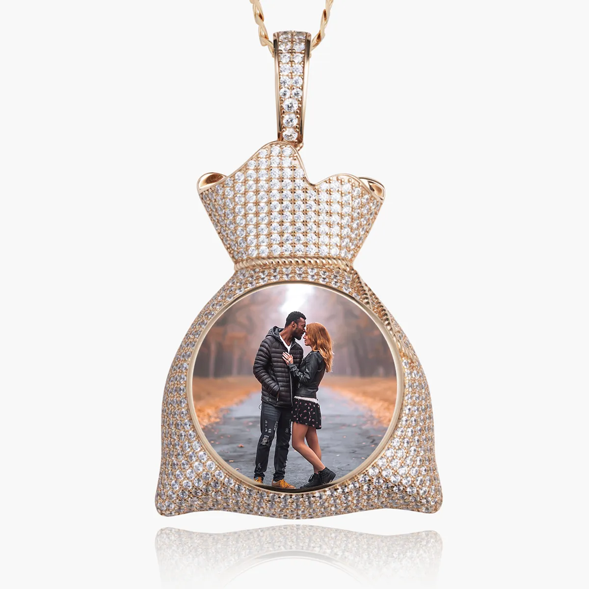 Iced Money Bag Photo Pendant