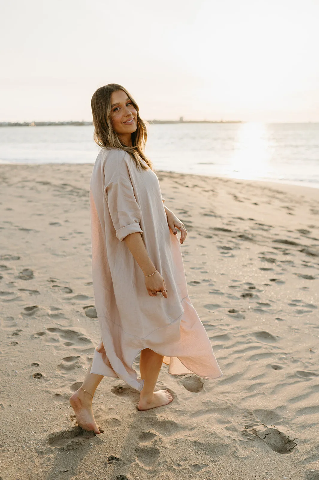 Joselin Linen Dress in Dust Storm